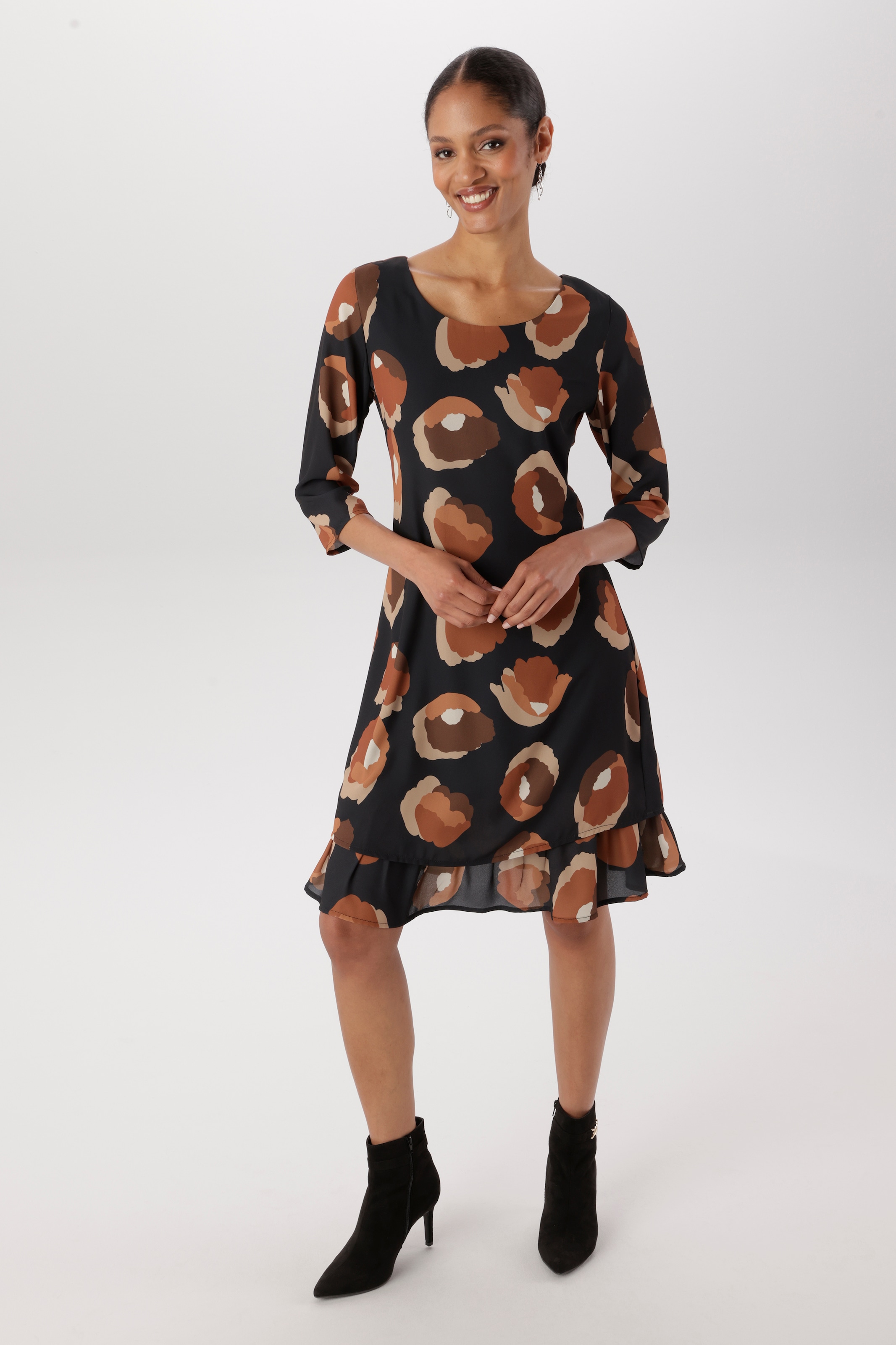 Aniston SELECTED Robe en mousseline de soie en chiffon délicat superposé et doublé - NOUVELLE COLLECTION
