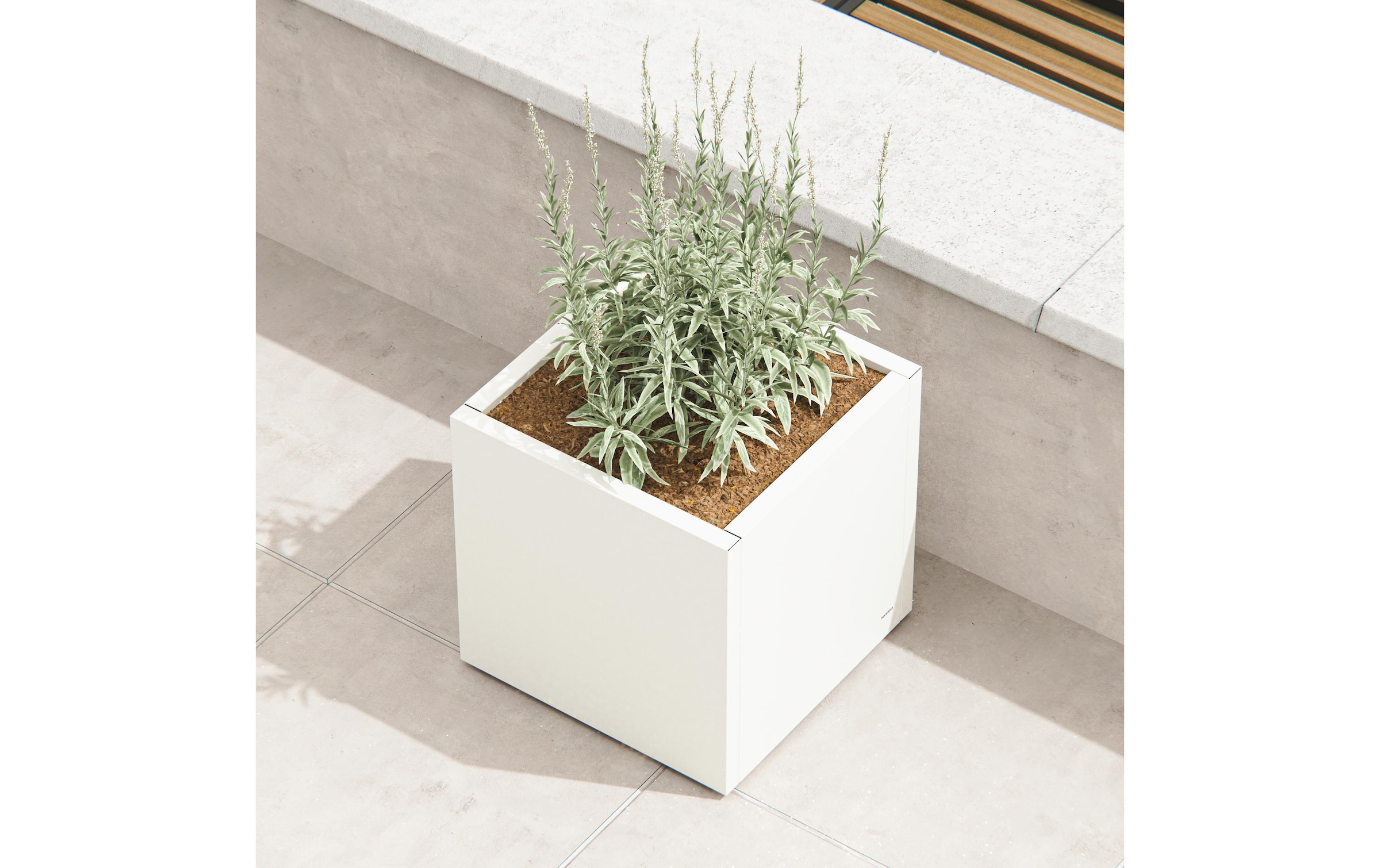 Herstera Garden Bac à plantes »Cube 50 cm Moon White«