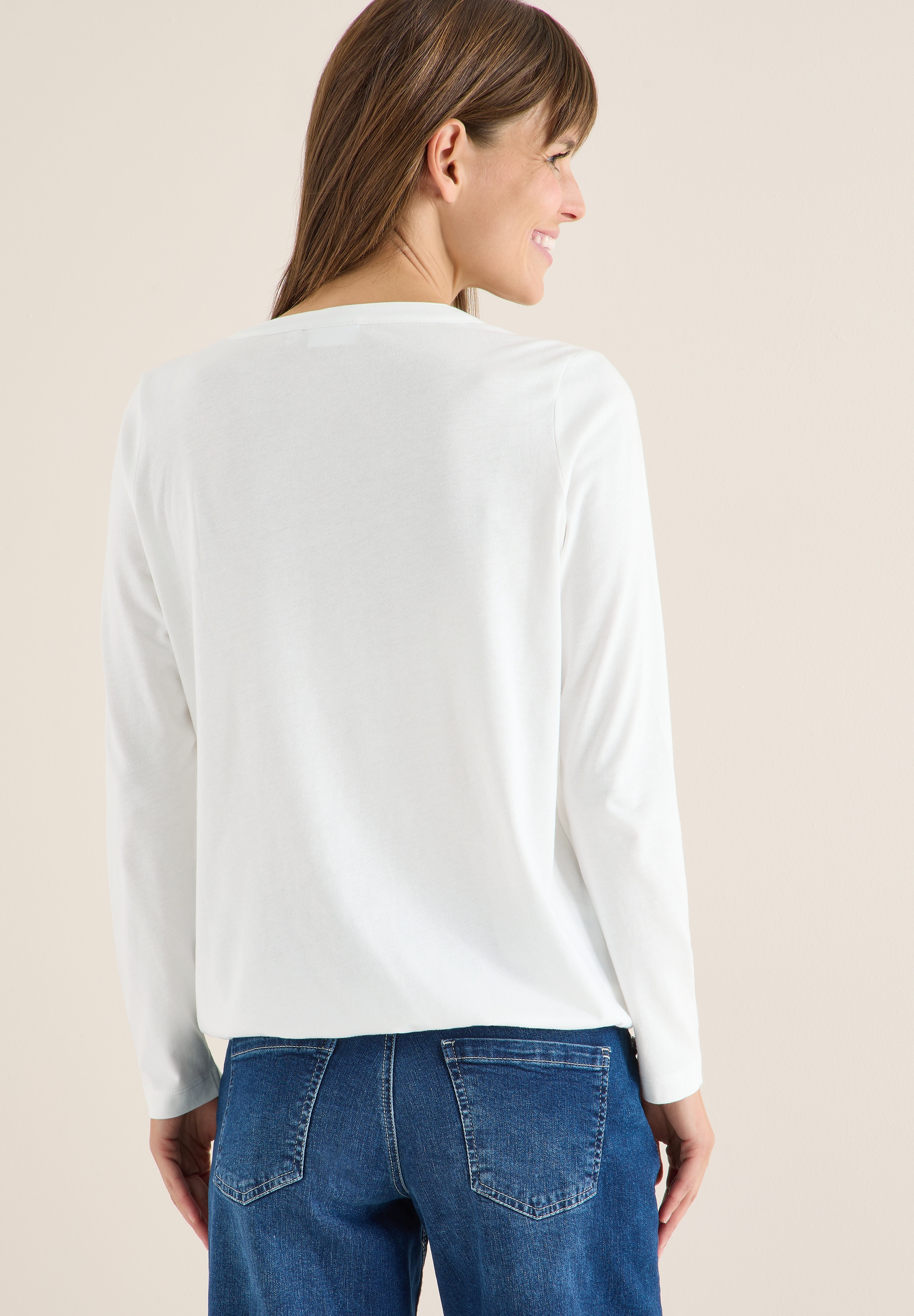 Cecil T-shirt tunique Split Neck mit Knopfdetail