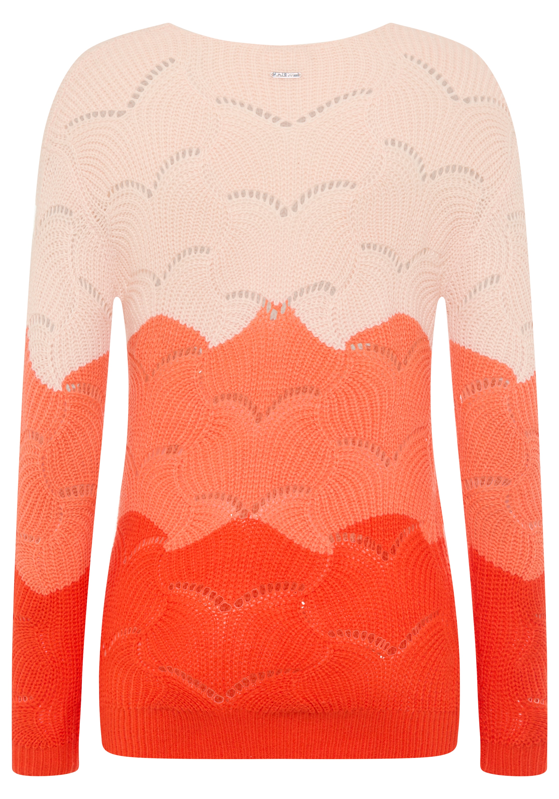 Laura Scott Pull ajouré leichter Sommerpullover mit Lochmuster und femininen V-Ausschnitt