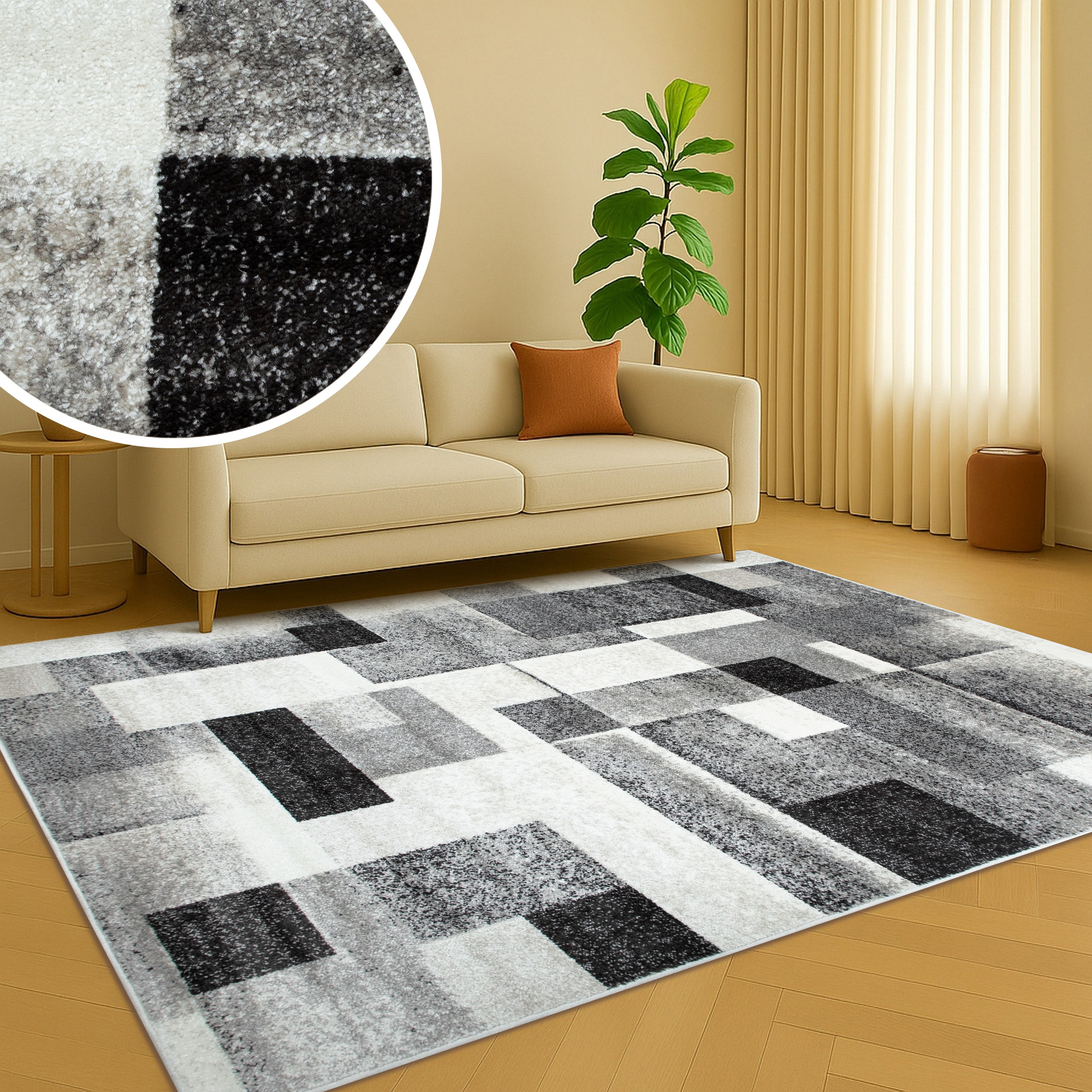 GOODproduct Tapis »Corine« Rectangulaire 9 mm Höhe mit besonders weichem Flor, Kurzflor, modernes Karo-Design,