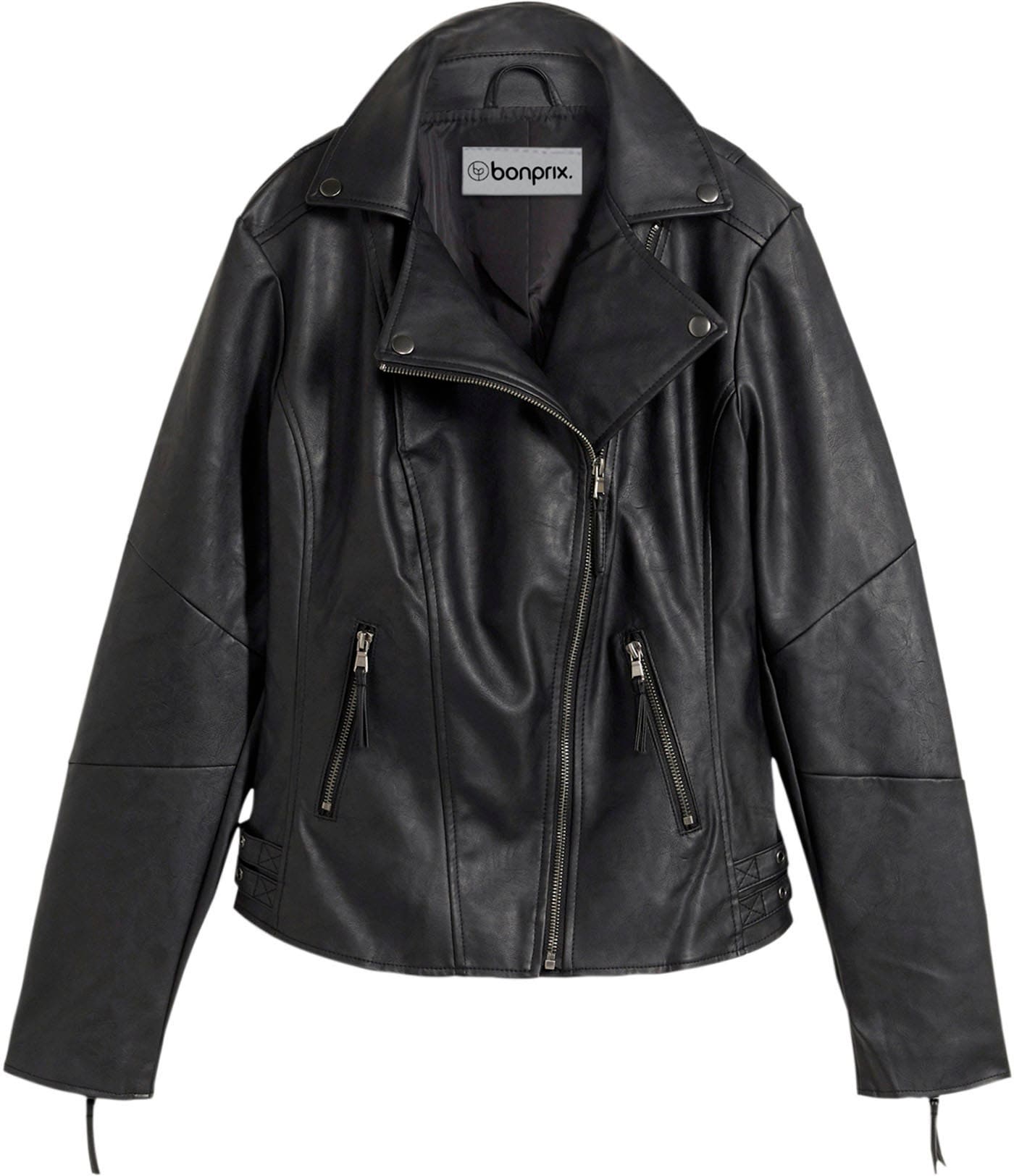 bonprix Lederimitatjacke im Bikerstil, taillierte Passform, mit Kragen und Revers