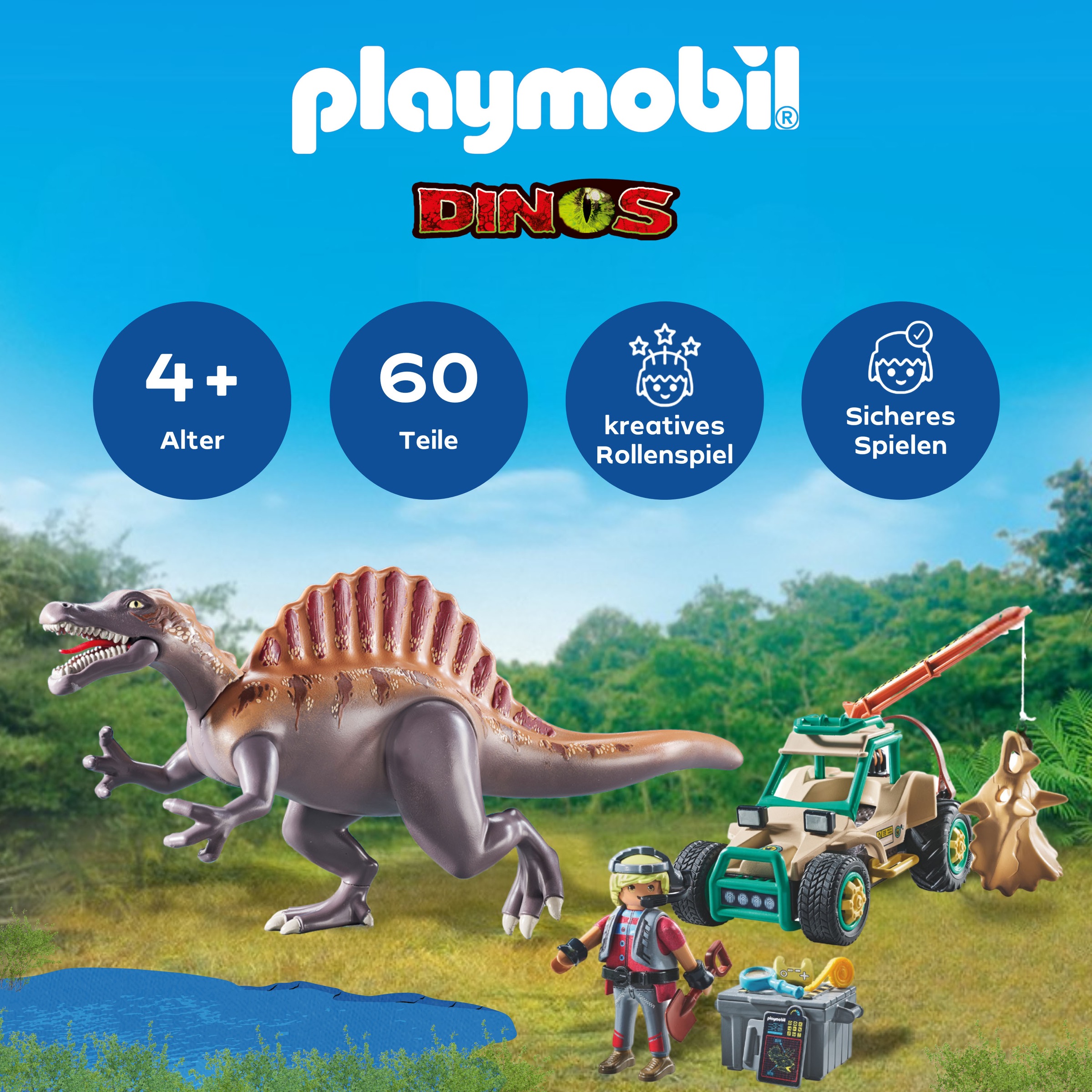 Playmobil® Konstruktions-Spielset »Spinosaurus-Angriff auf Dino-Ausgrabung (71820), Playmobil Dinos«