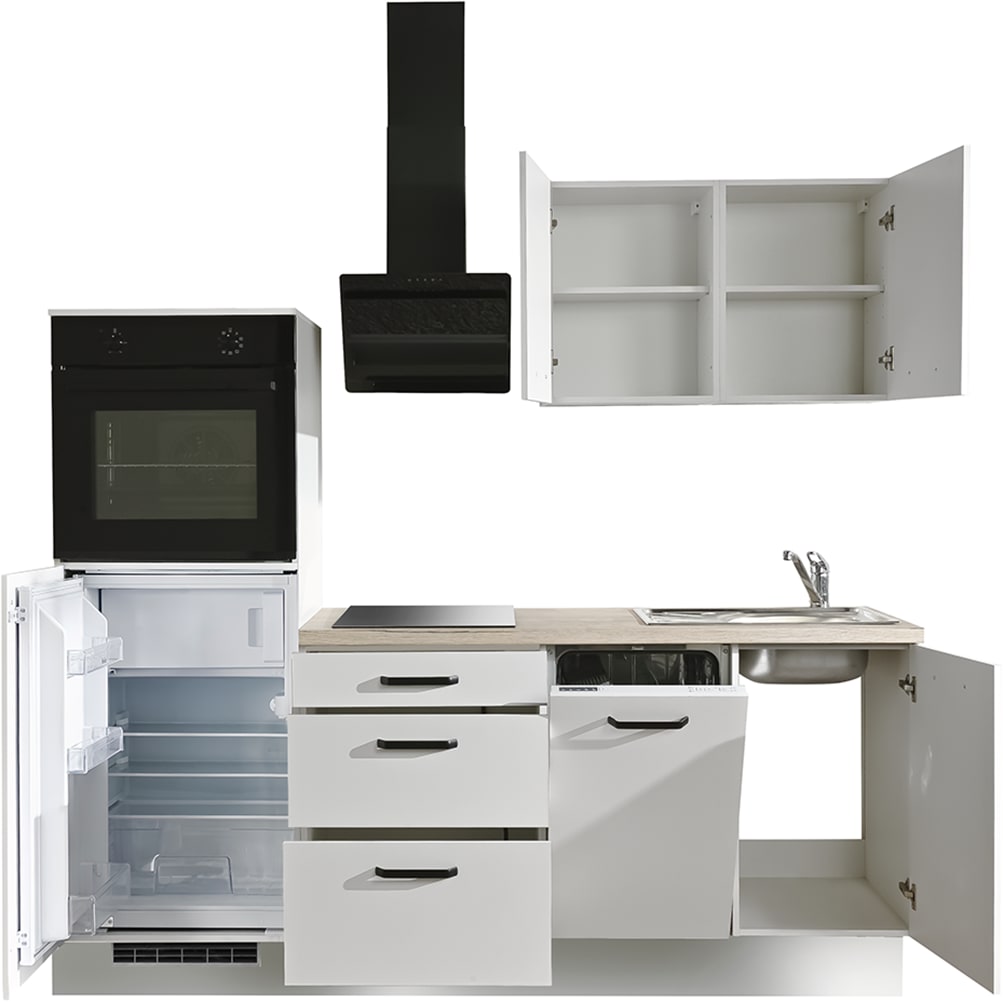 wiho Küchen Küchenzeile »Compact« Breite 210cm, wahlweise mit Geräten (mit Kühlschrank)