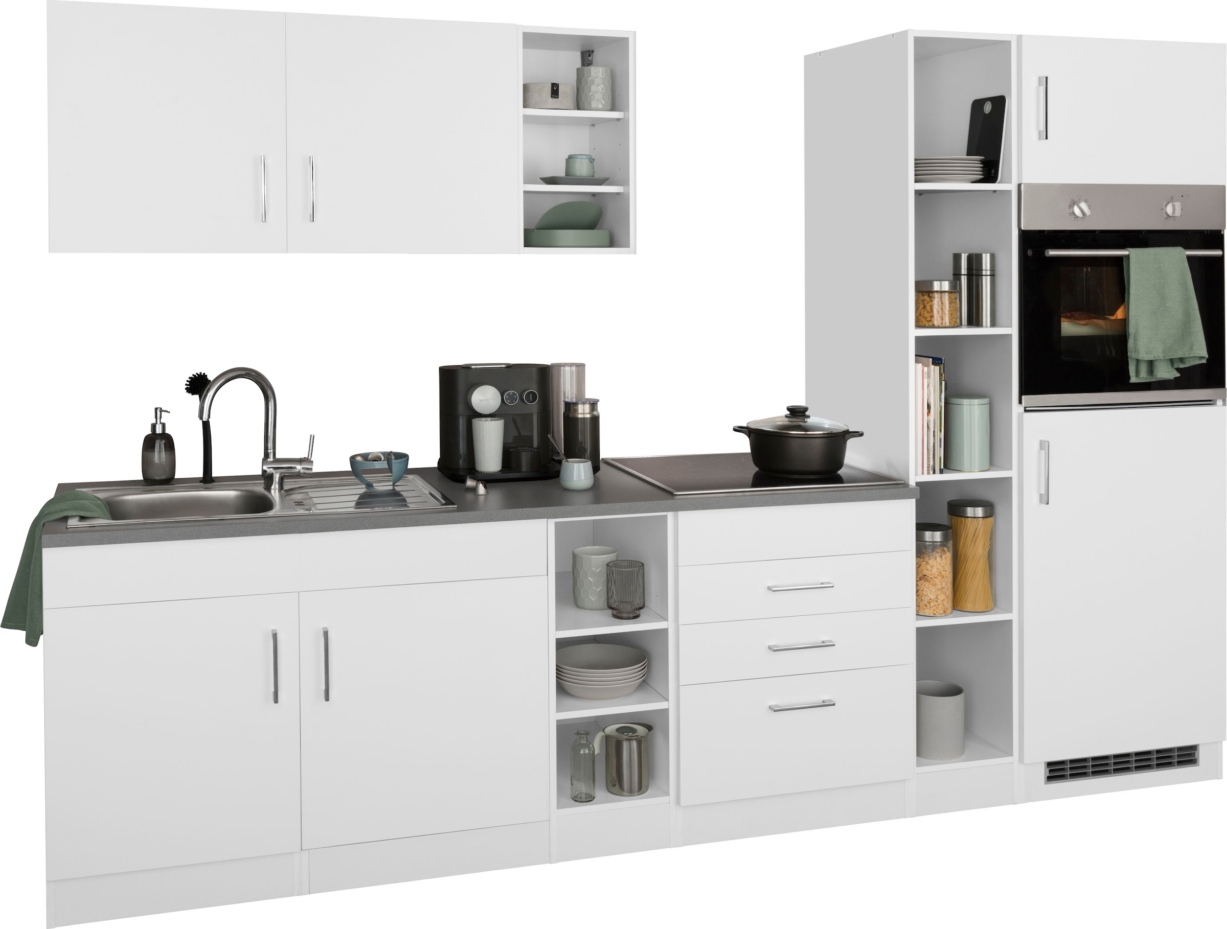KOCHSTATION Kitchenette »KS-Paris – Küchen mit einzigartigen Fotomotiven auf den Fronten« largeur 280 cm, option appareils électriques et induction