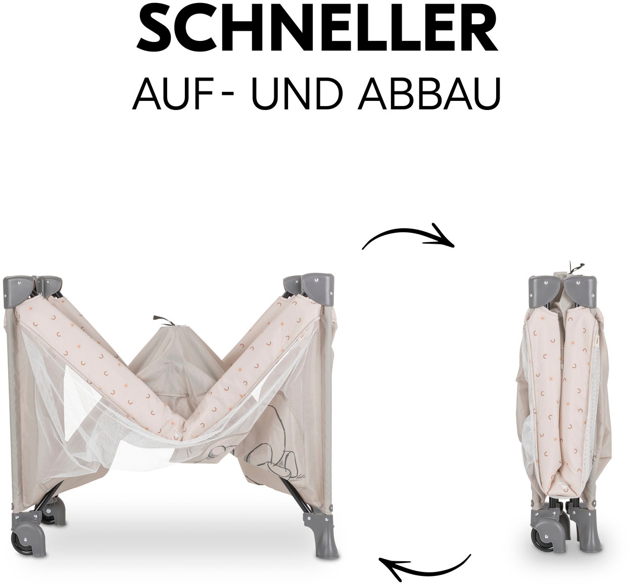 Hauck Baby-Reisebett »Dream N Play Go, Pooh Rainbow, beige« inkl. Transporttasche