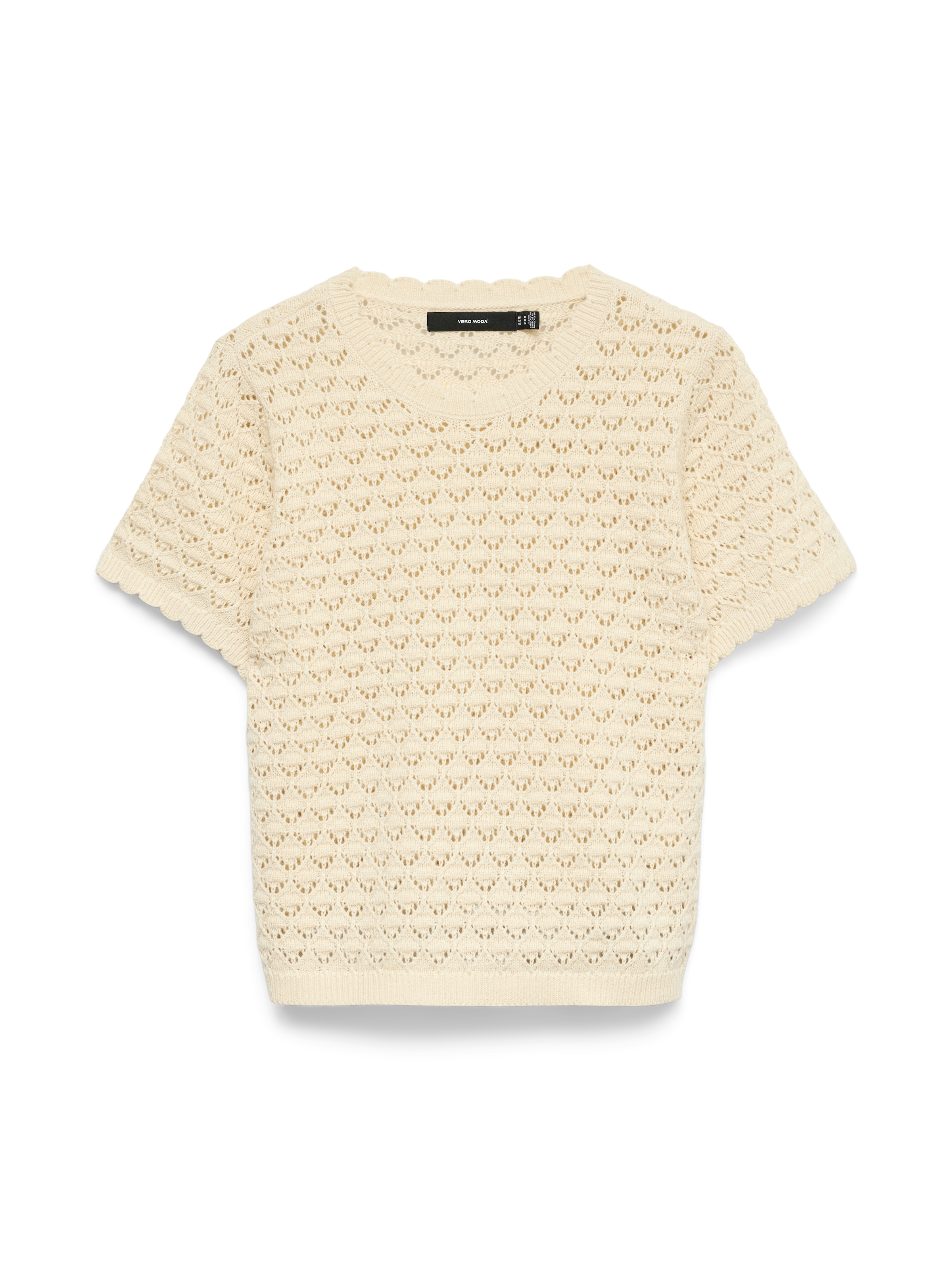 Vero Moda Top en tricot »VMJAQUELINE SS O-NECK TOP BOO« mit zartem Muster