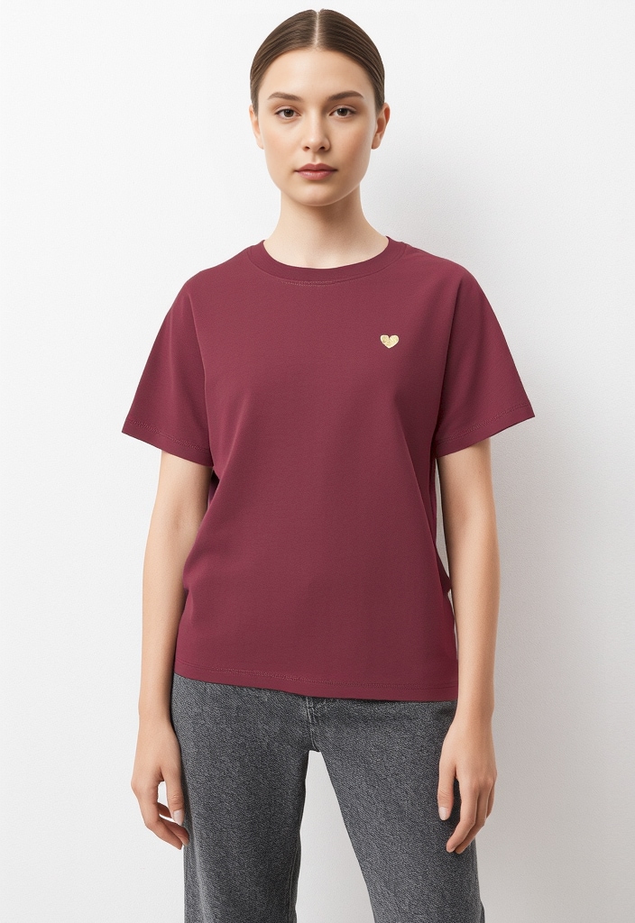 JDY T-shirt à manches courtes »JDYPISA S/S PRINT TOP JRS NOOS« mit Herz Stickerei