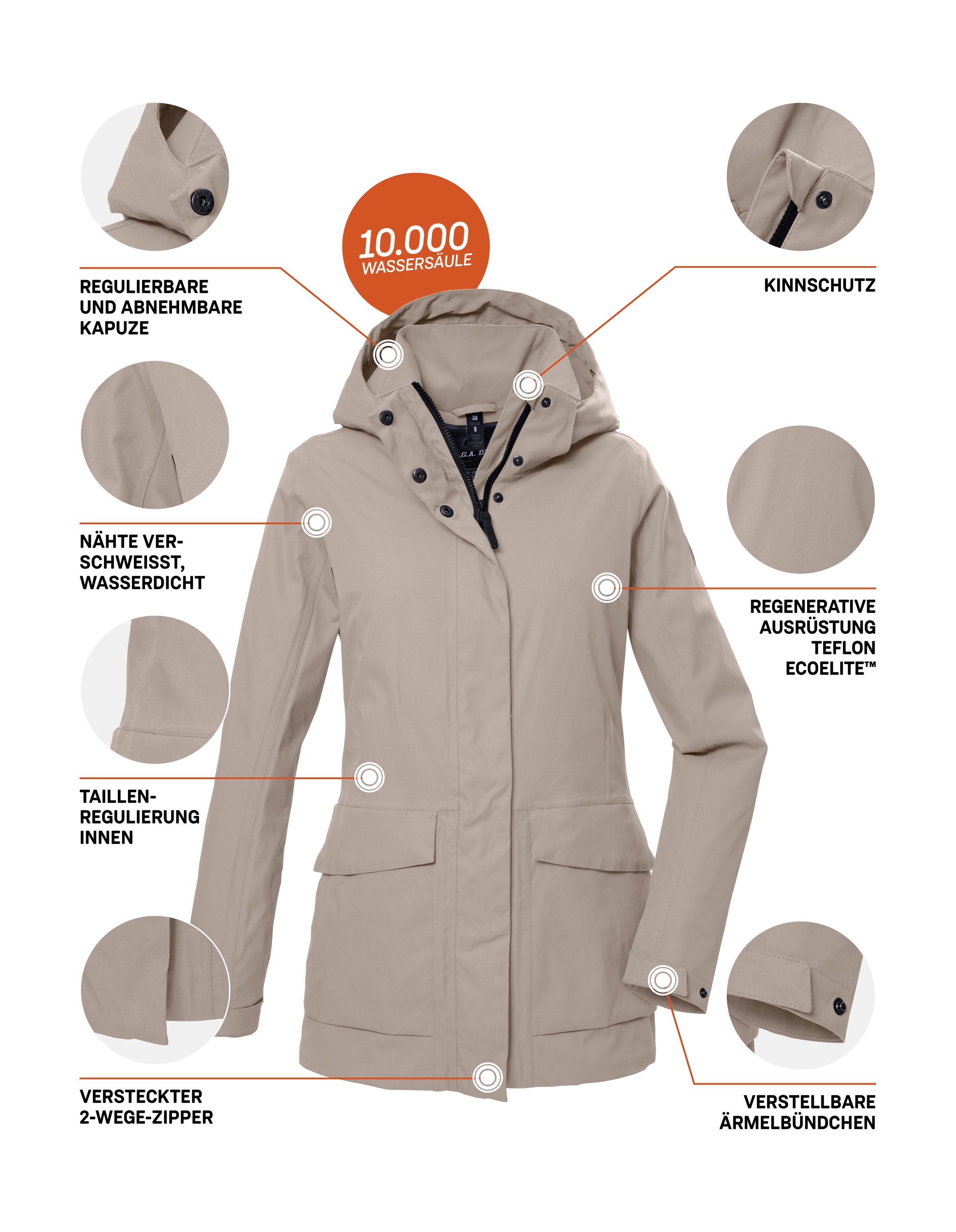 G.I.G.A. DX by killtec Veste fonctionnelle »GS 54 WMN JCKT« Wasserdicht, atmungsaktiv, recycelte Materialien, abnehmbare Kapuze