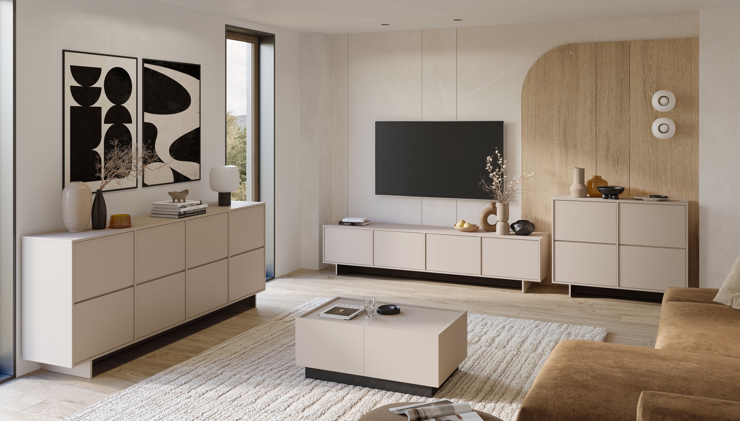 GOODproduct Buffet »Tatami, Stilvolle, moderne grifflose Kommode 2 Türen, Breite 111cm« Anrichte mit viel Stauraum, Böden verstellbar, push-to-open-Funktion