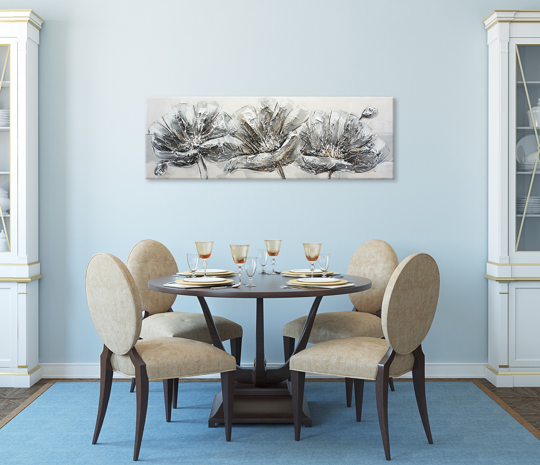 Bönninghoff Peinture à l'huile »handarbeit BLUMEN 40x120 cm – Wandbild Kunst Deko modern« Fleurs | Images de fleurs 1 cuis tlg. fabriqué à la main, chaque image est unique