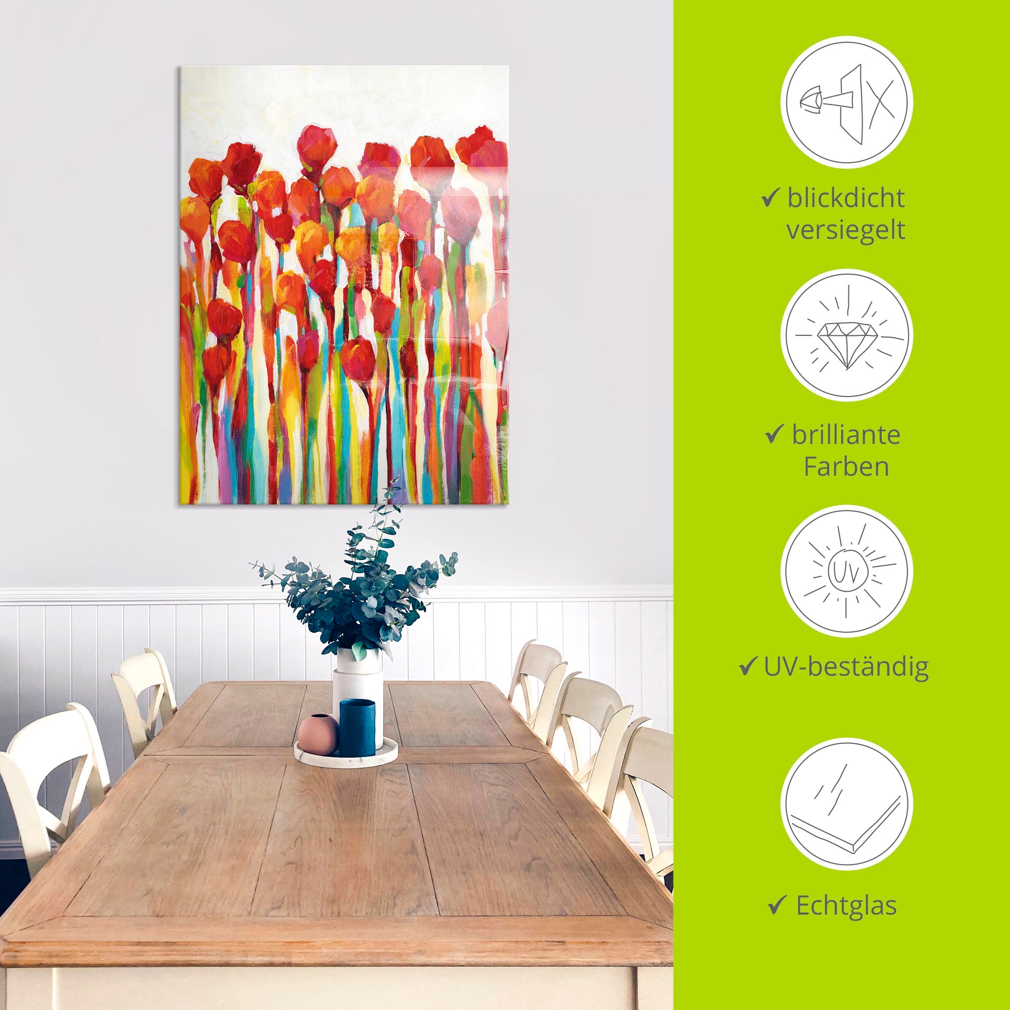 Artland Glasbild »Strotzen mit Farben I« Blumenwiese 1 Stk. tlg. in verschiedenen Grössen