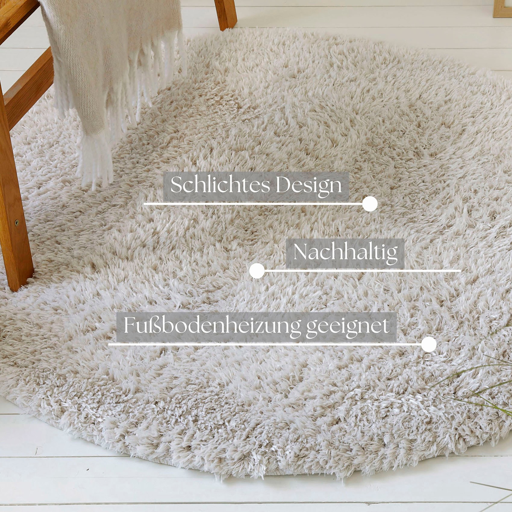 GOODproduct Hochflor-Teppich »Josetta« rund 50 mm Höhe Langflor, Shaggy, dichter weicher Hochflor, uni farben, Wohnzimmer