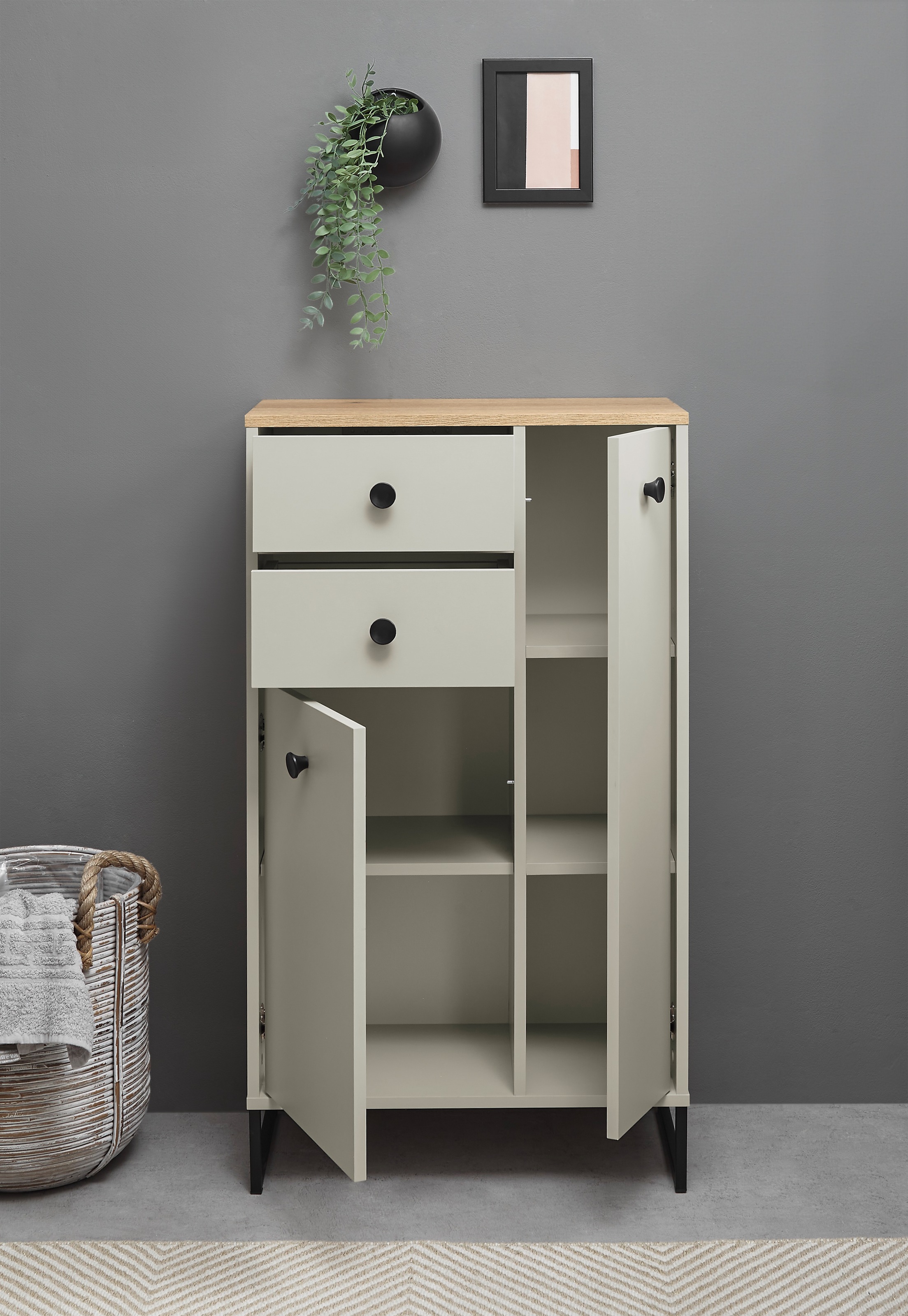 BASIC by Balculina Midischrank »Linea« 1 Stk. tlg. Breite 38cm, U-Profil Füsse, Unterflurauszug