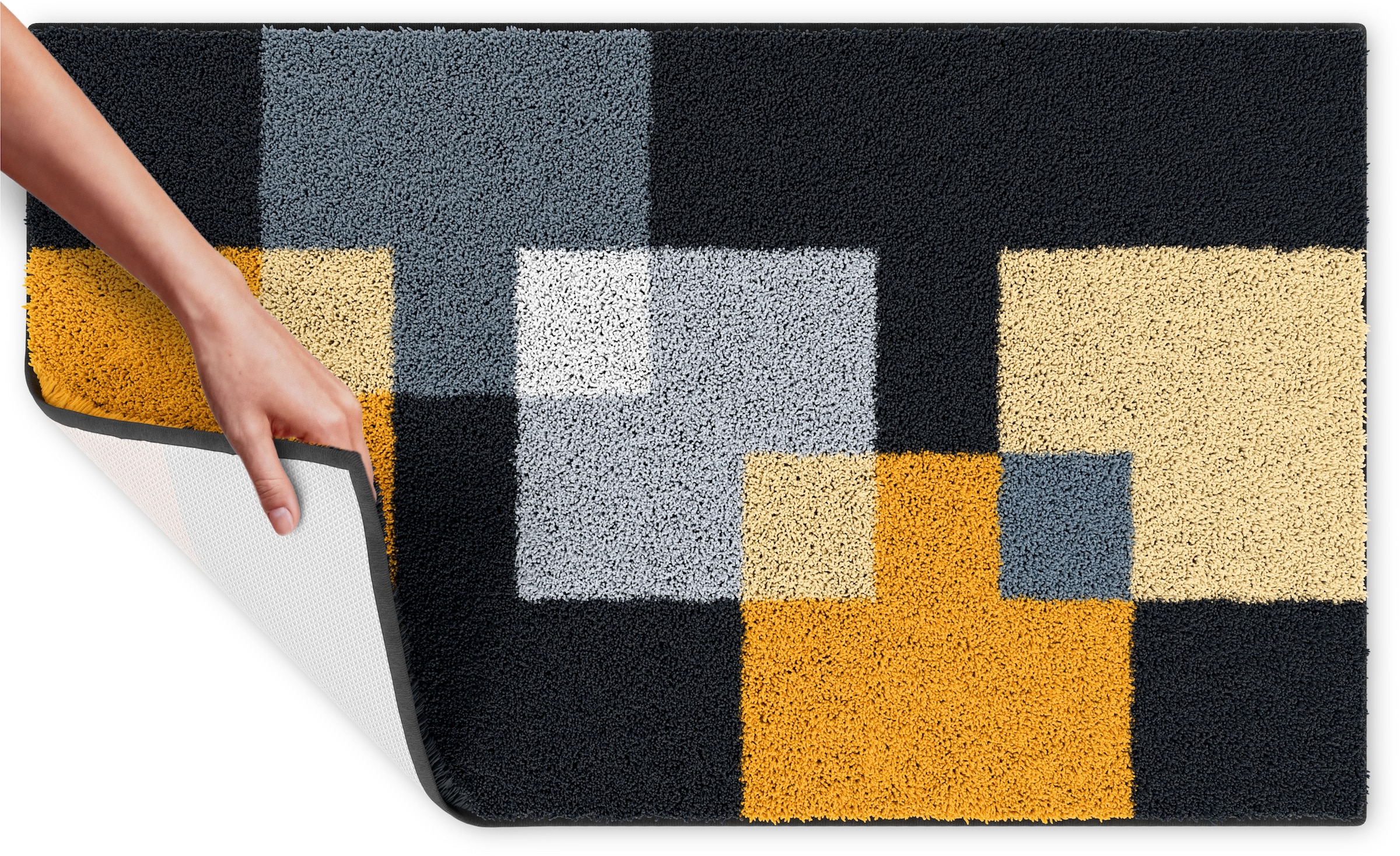 Grund Tapis de bain »Paxos« Höhe 20 mm geometrisches Design, modern, flauschig, softer Flor, Made in Europe