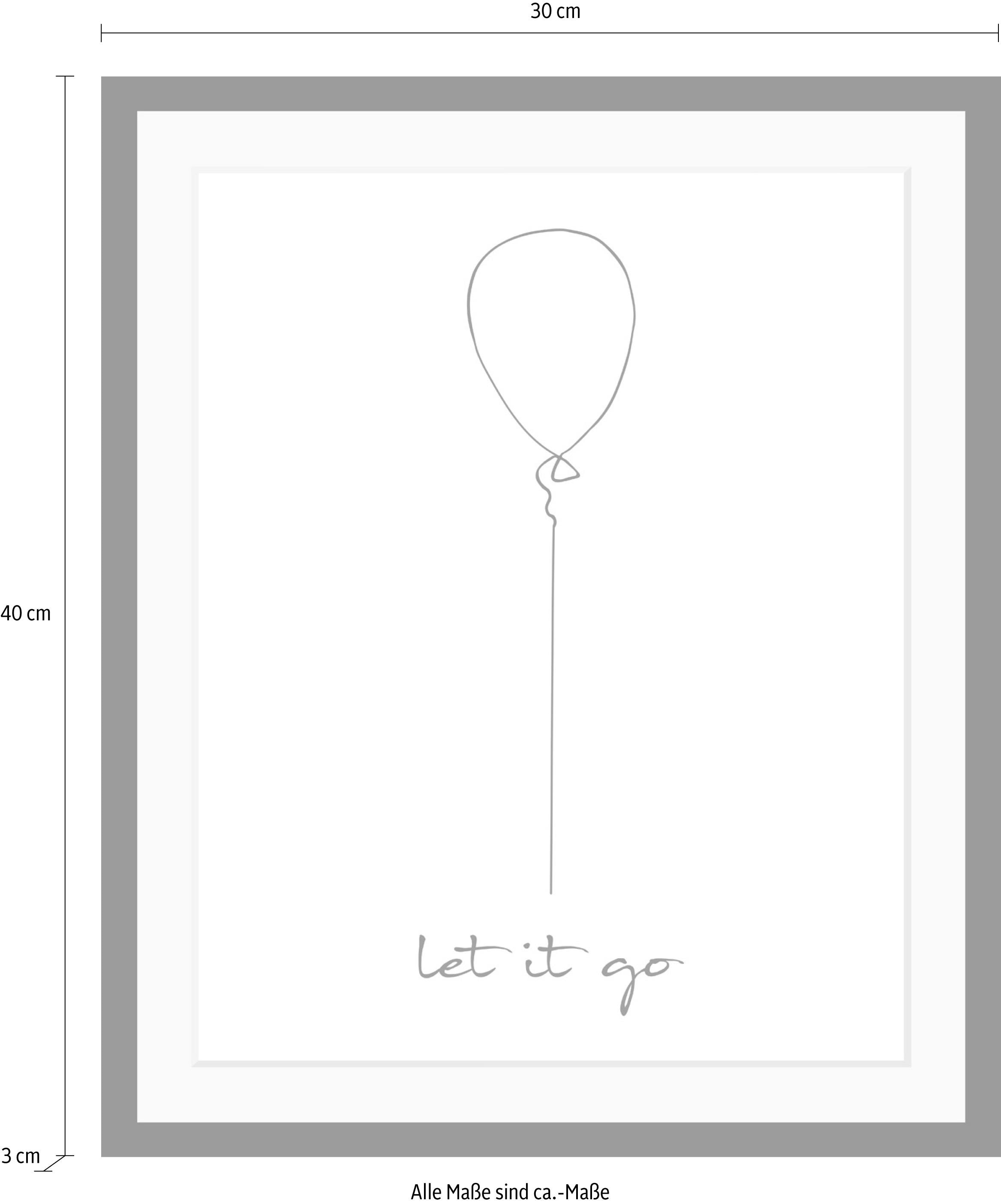 queence Bild »Loslassen« Liebessprüche | Motivationsbilder | Schriftzug | Schwarz-Weiss HD Premium Poster-Druck inkl. Holzrahmen