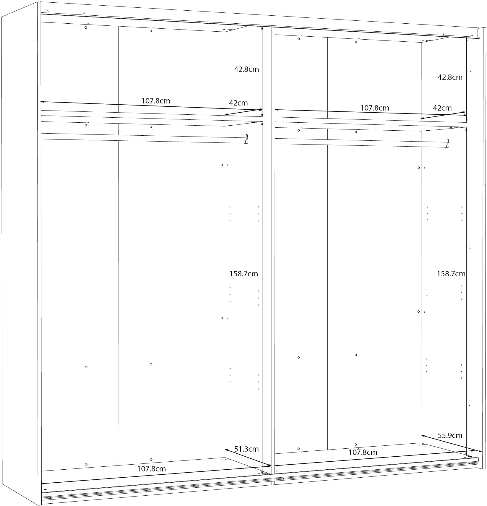 FORTE Schwebetürenschrank Hochglanzfront, Metallgriffleisten