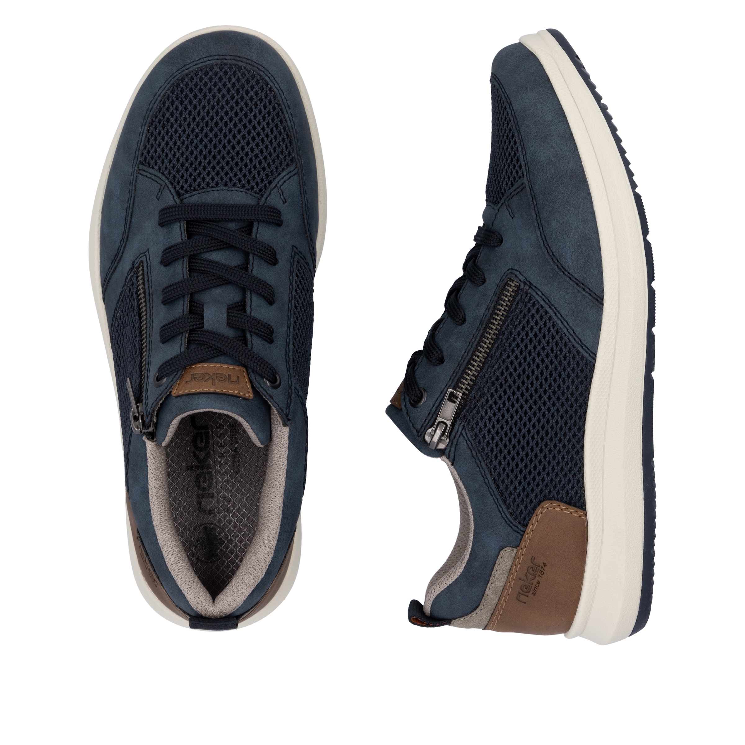 Rieker Sneakers  , chaussure basse, chaussure de loisir, chaussure à lacets avec fermeture éclair latérale
