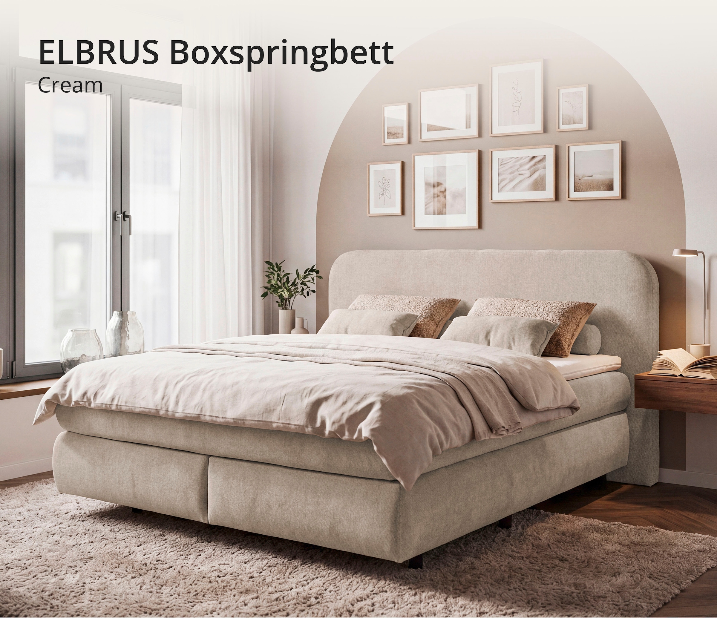 ED EXCITING DESIGN Boxspringbett »ELBRUS in der Breite 180cm, inkl. Kaltschaum-Topper« in verschiedenen Farben erhältlich