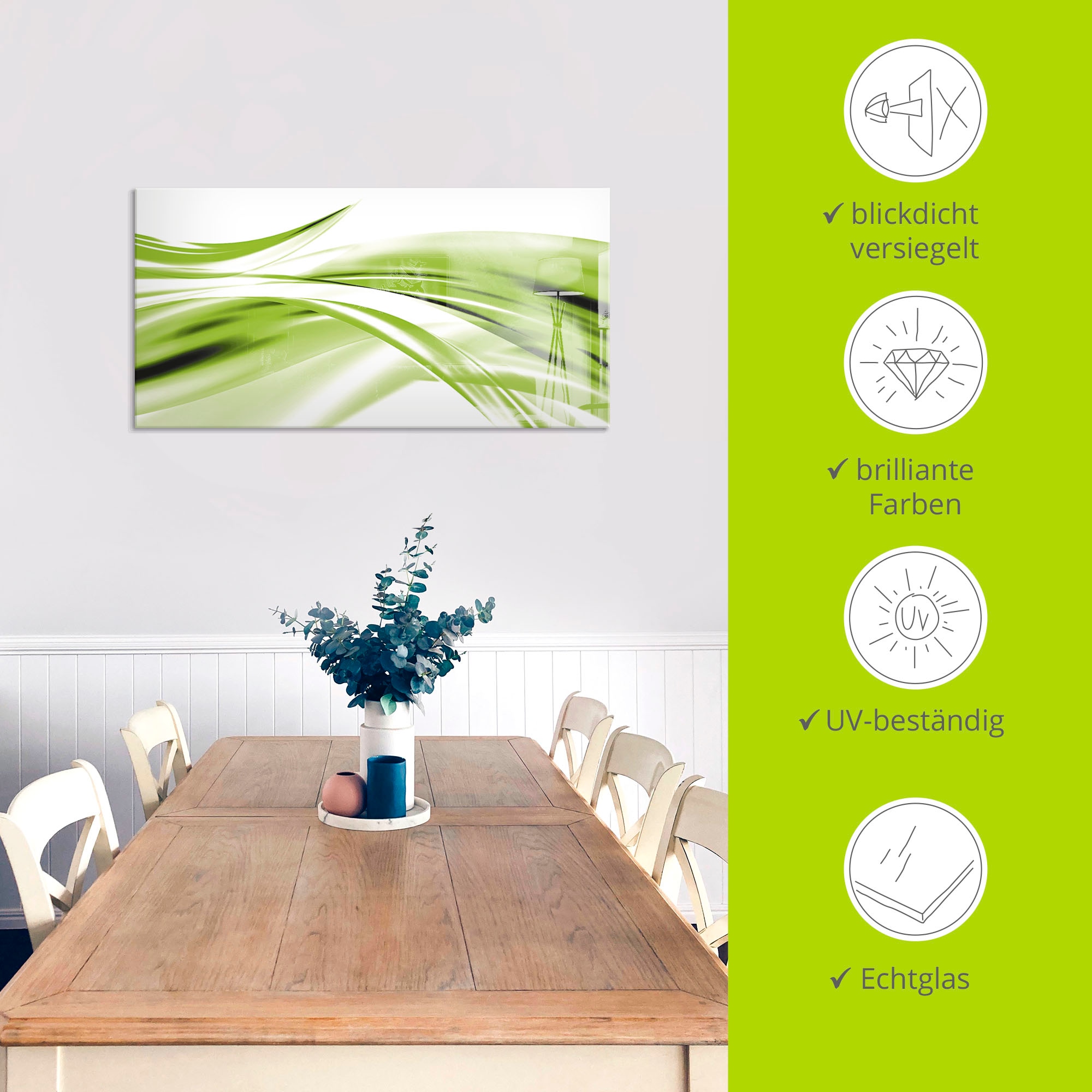 Artland Tableau en verre »Schöne Welle - Abstrakt« 1 cuis tlg. in verschiedenen Grössen