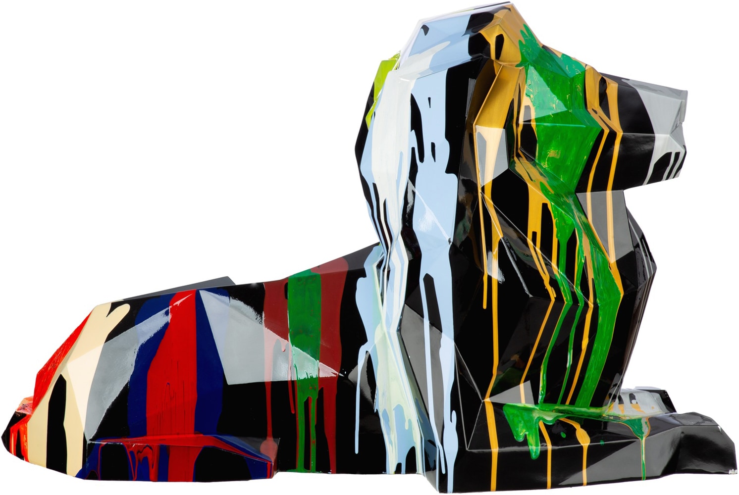 GILDE Sculpture »Figur Löwe; geometrisch Lionaro mehrfarbig« figure d’animal, figure d’art, style pop-art, objet design, figure de collection