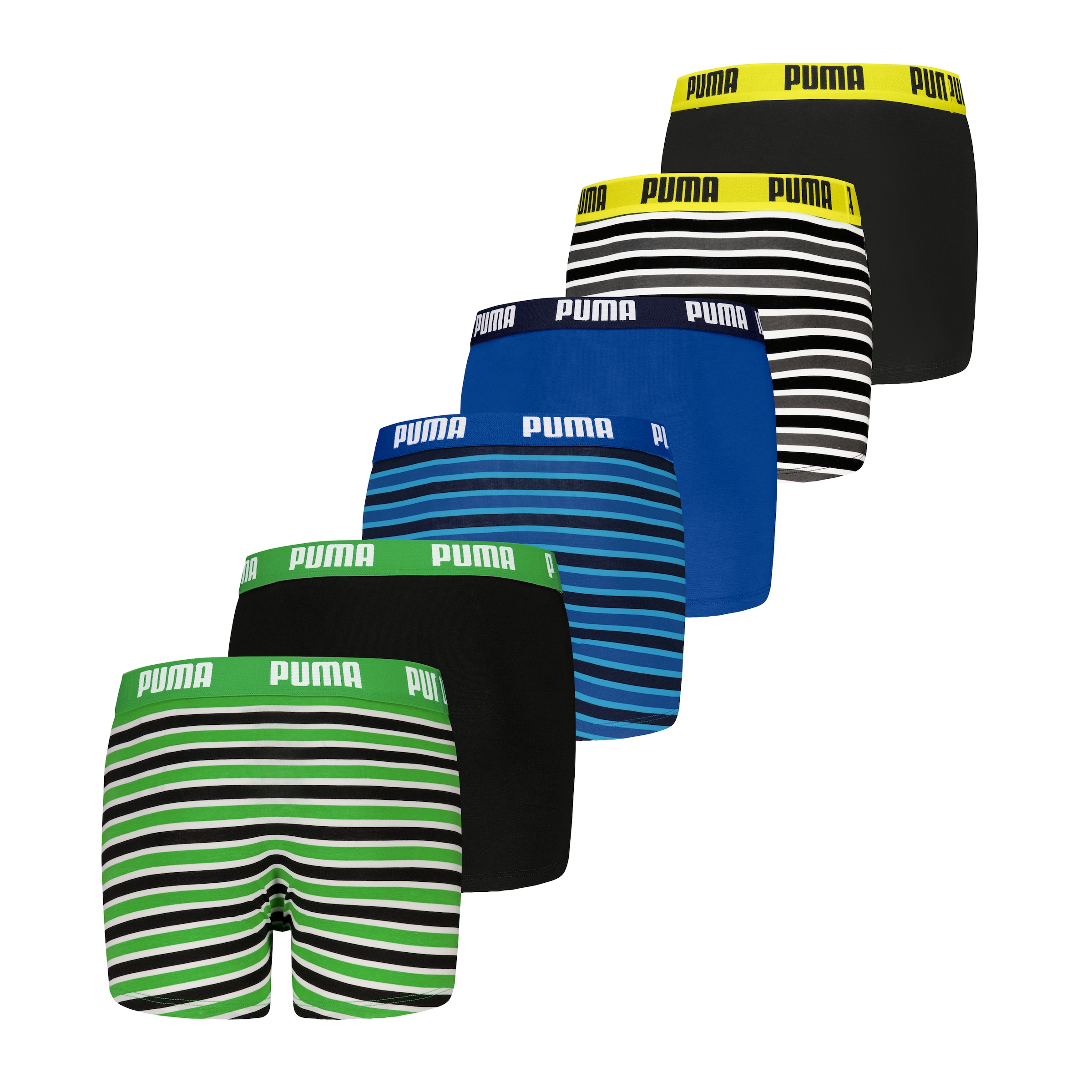 PUMA Boxershorts »PUMA BOYS EVERYDAY STRIPED BOXERS« 6er Pack,  ohne Eingriff, mit elastischem Logobund, Multipack