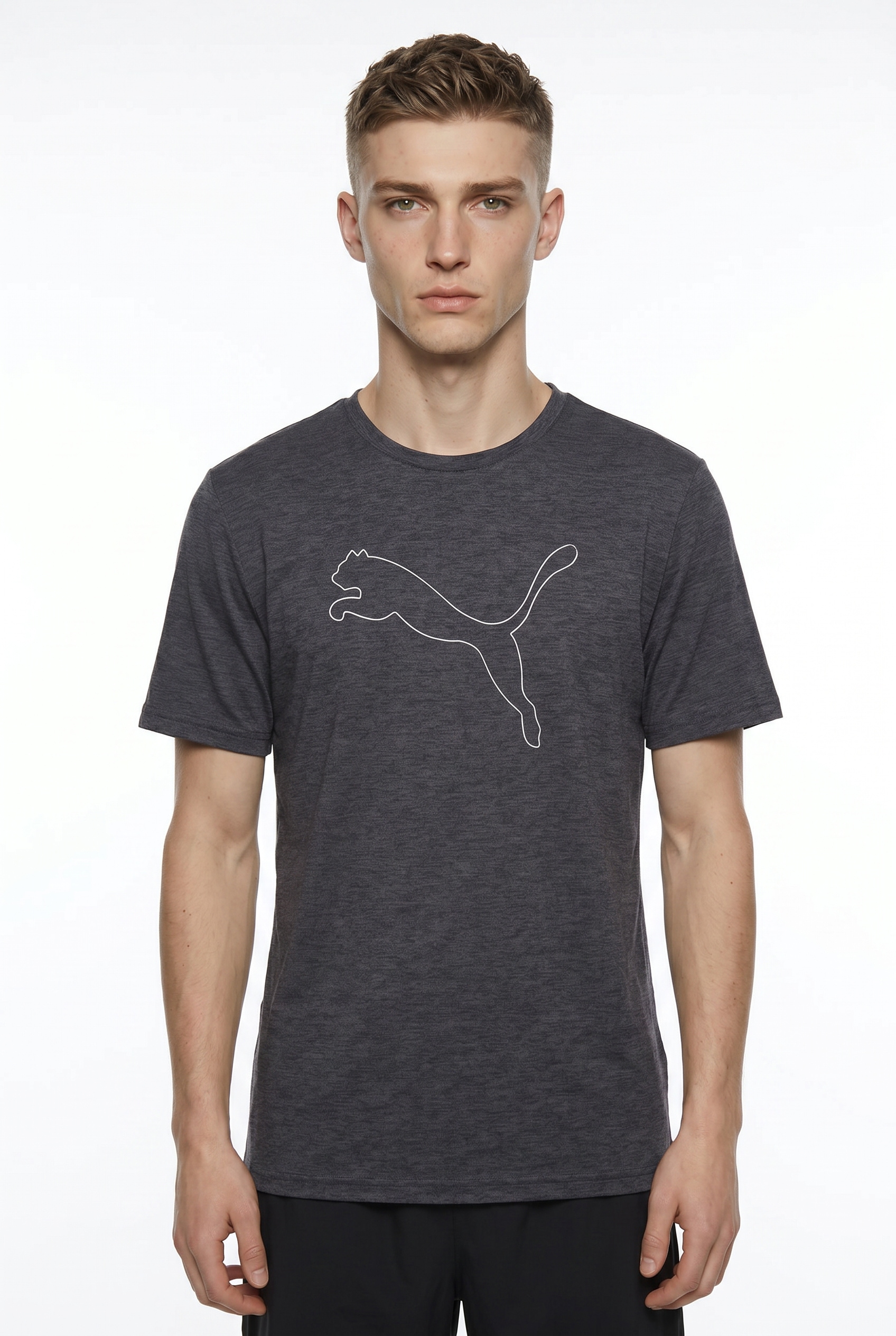 PUMA Trainingsshirt »M TAD ESSENTIAL HEATHER CAT TEE (CF LARGE CAT)« mit Rundhalsausschnitt, mit Kurzarm, für sportliche Aktivitäten