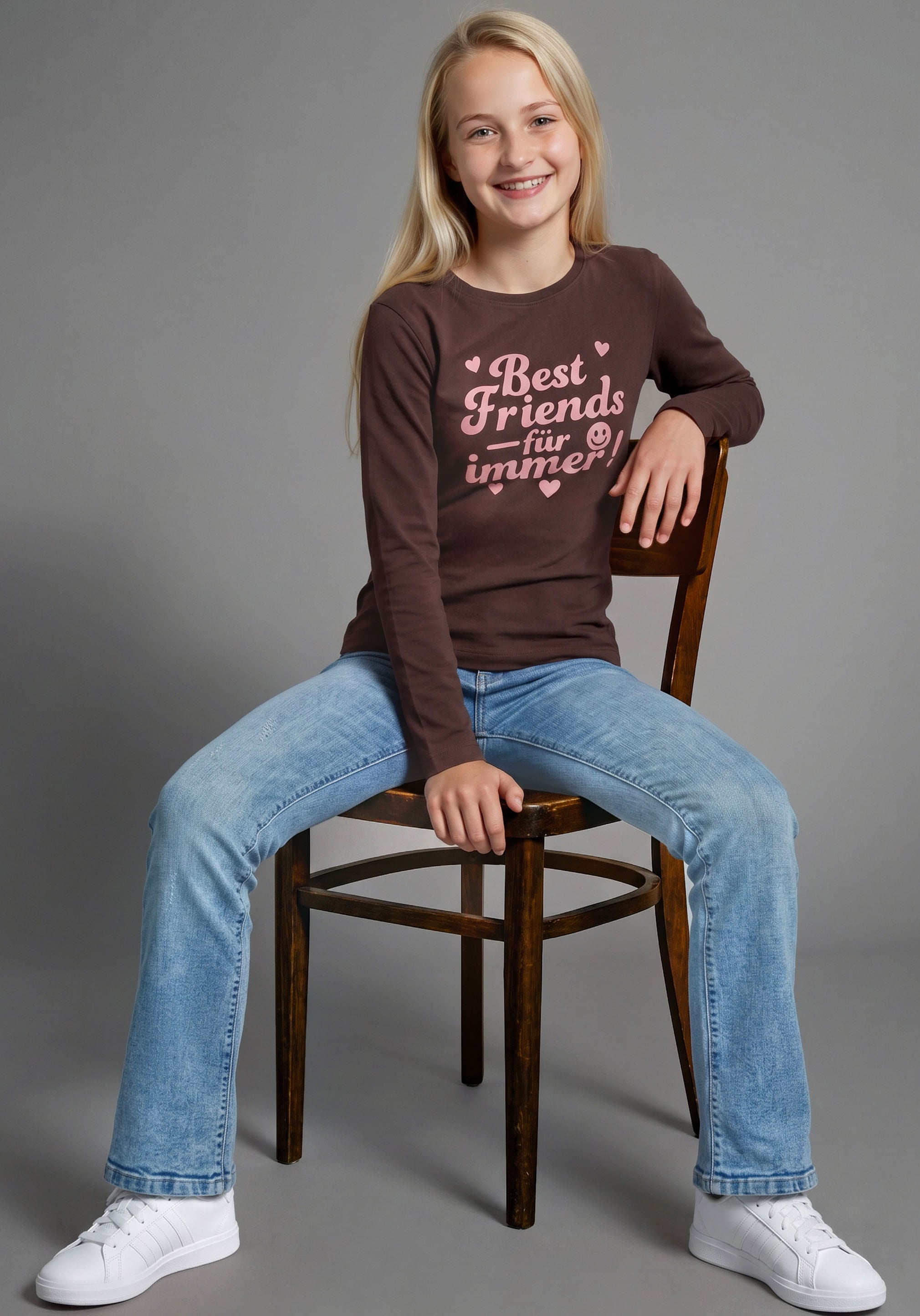 KIDSWORLD T-shirt à manches longues »Slogan Shirt: BEST FRIENDS - für immer!« coupe mi-hanche, manches longues, style basique