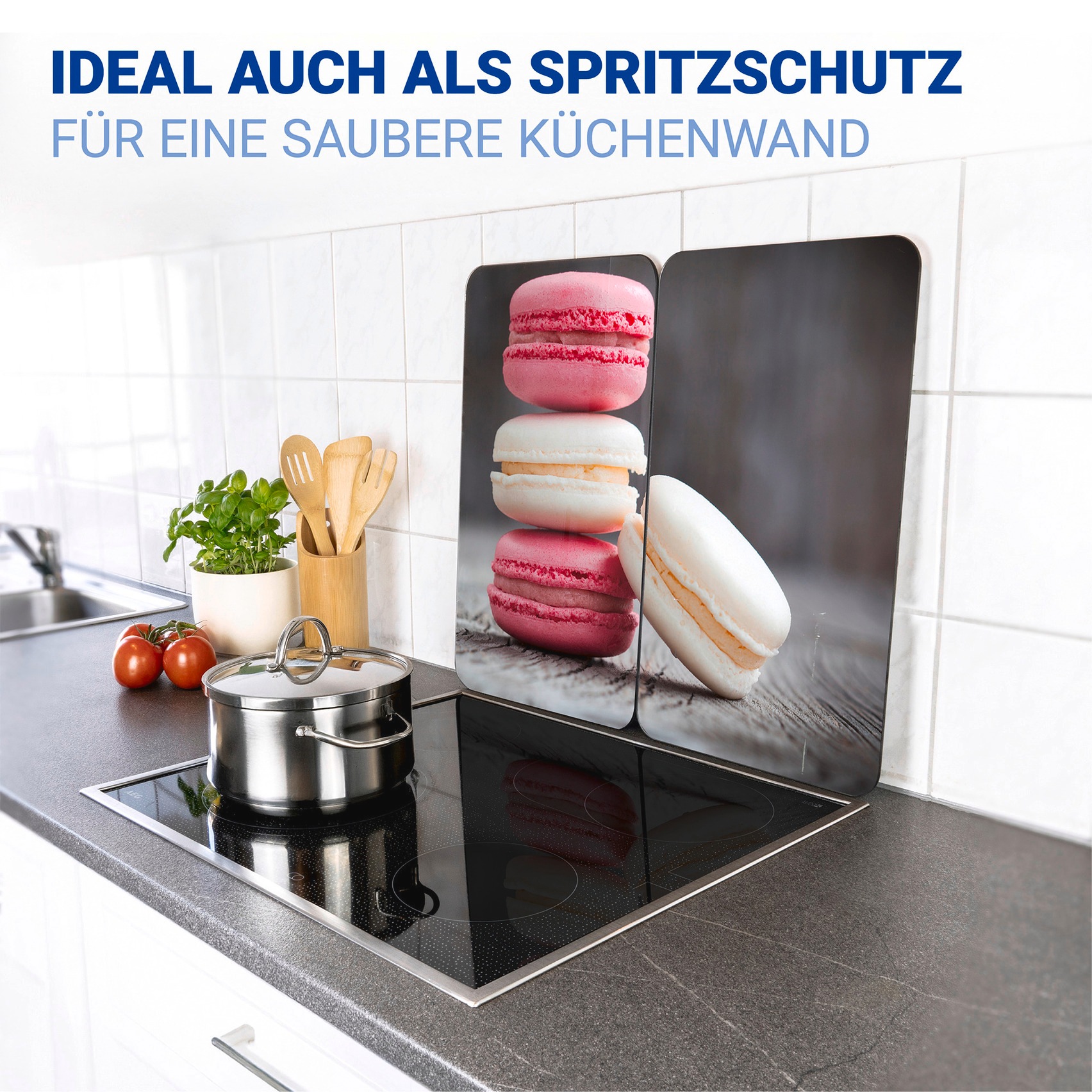 WENKO Herd-Abdeckplatte »Universal Modell Macarons« Herdabdeckung für alle Herdarten, kratzfest, mit rutschfesten Füssen