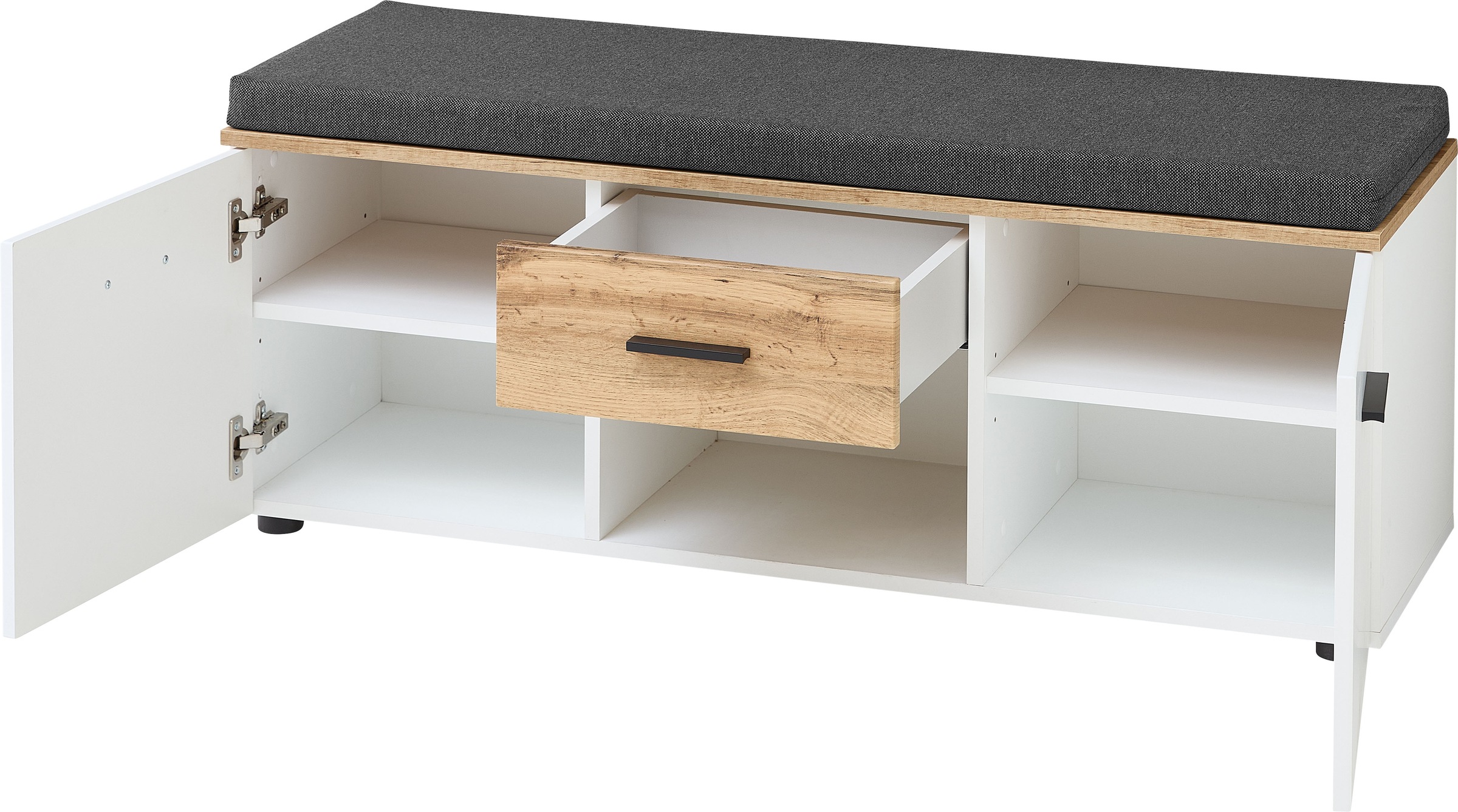 Innostyle Banc »Sparks Schuhbank, 120x47x38cm (B/H/T)« 1 cuis tlg. 2 portes, 1 tiroir, 2 étagères, fermeture douce, 1 coussin d'assise