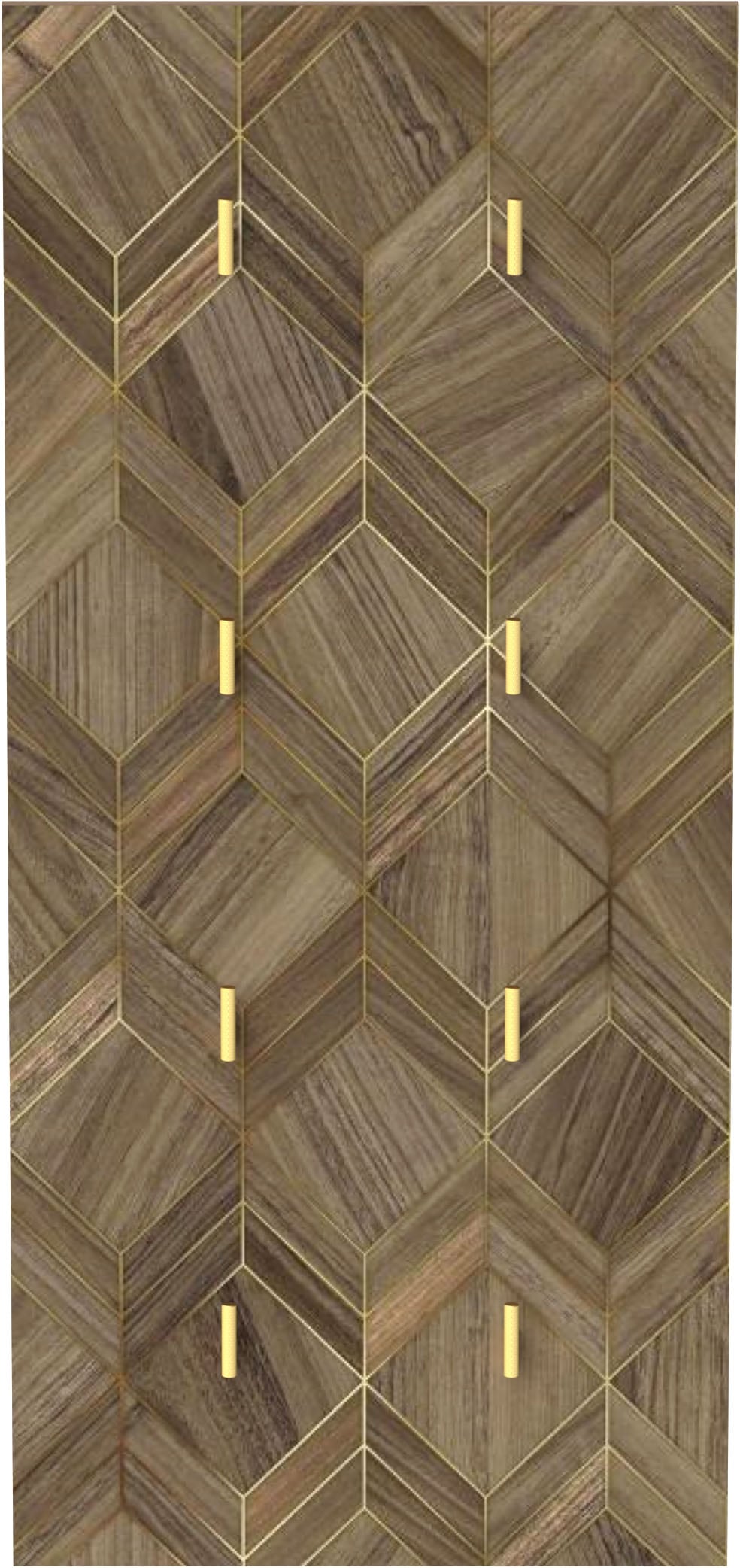 Schildmeyer Panneau de vestiaire »Glenn Hakenpaneel 490 nussbaum  ArtDeco« 1 cuis tlg. Design Art déco en noyer avec des accents dorés élégants, fabriqué en Allemagne