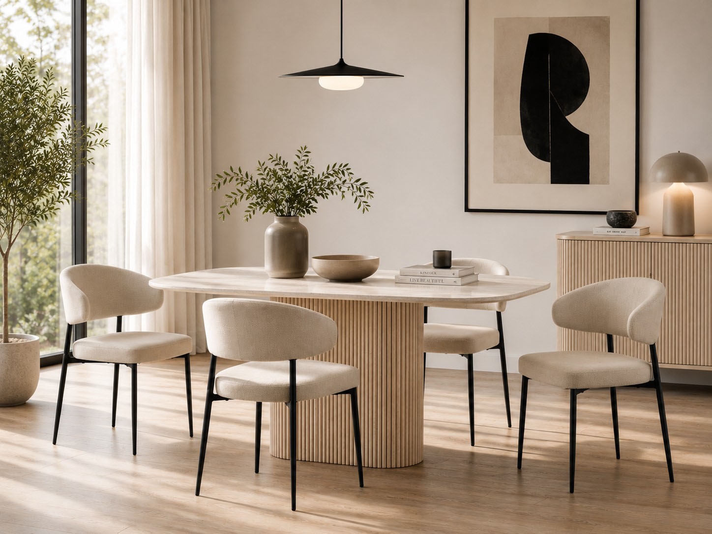 ACTONA GROUP Chaise de salle à manger »Edina 2er Set, Stoff - bequem & stilvoll, mehrere Farben, moderne« () rembourré, revêtement doux & grand confort d’assise, pieds en acier noir