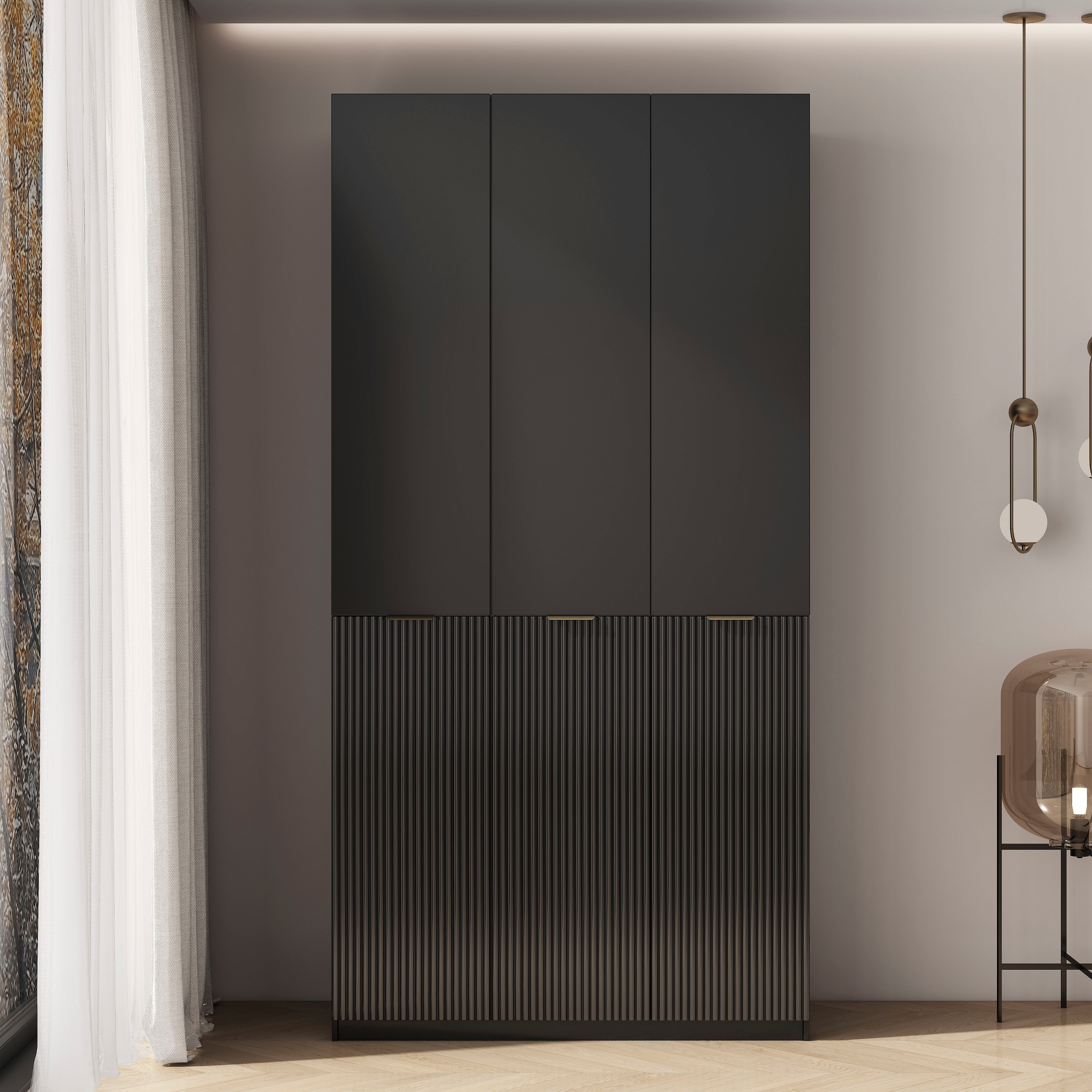 GOODproduct Kleiderschrank »Jorella Schlafzimmerschrank Garderobe mit Softclose« eleganter Schlafzimmerschrank Rillendesign Trend Breite 121cm