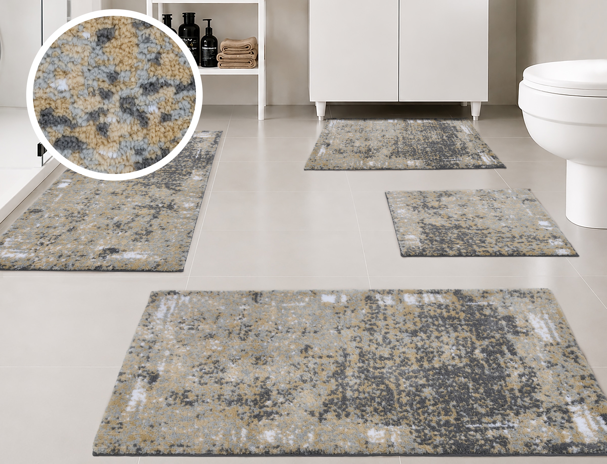 GOODproduct Tapis de bain »Hamsa, Badvorleger, Badezimmer Teppich, Duschvorleger« Höhe 15 mm revêtement antidérapant Séchage rapide | compatible chauffage au sol tapis de bain, style vintage, effet relief