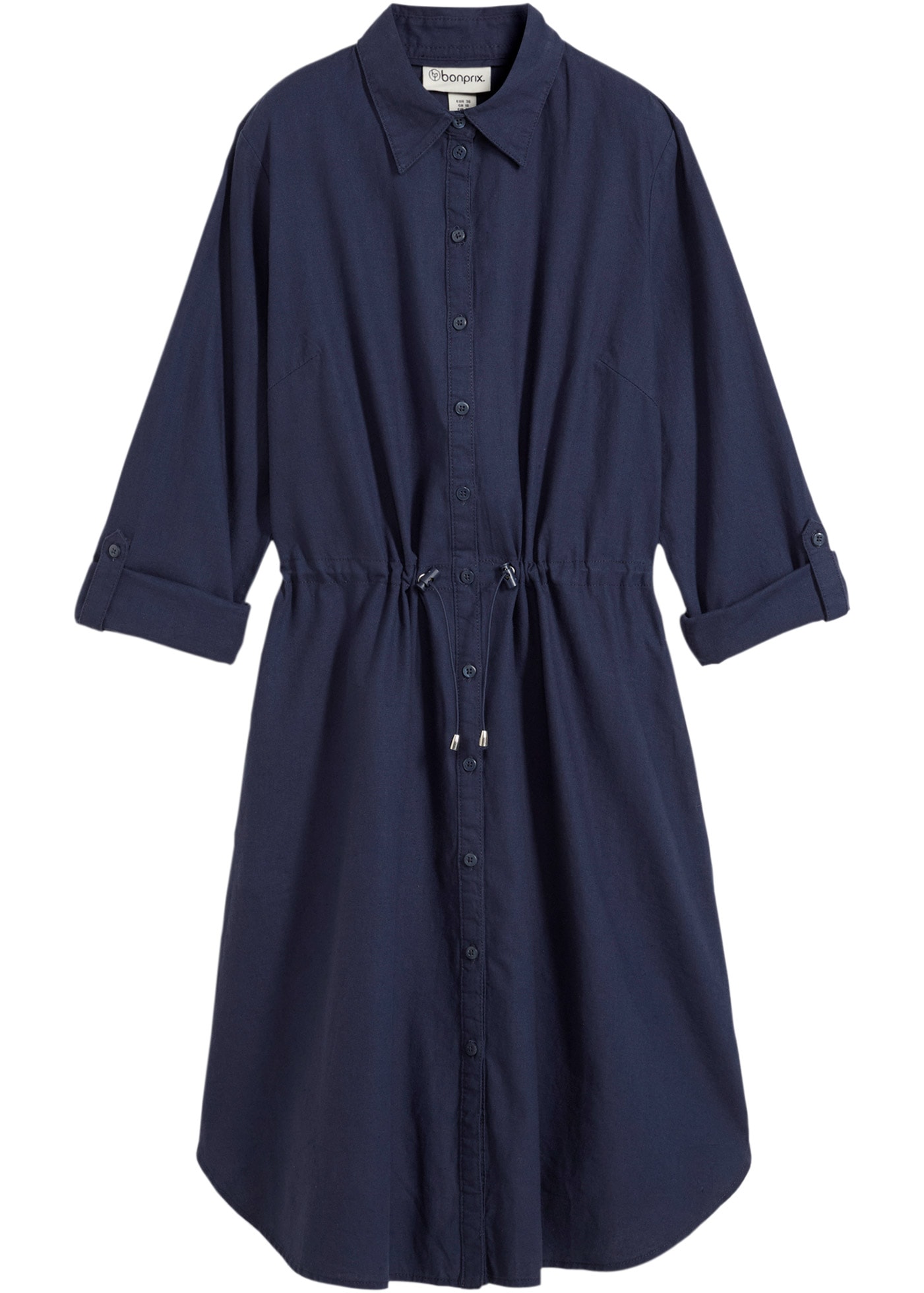 bonprix Robe midi »Hemdblusenkleid aus Leinen-Baumwoll-Mix« 1 tlg. für lässigen Look, aus Leinen-Baumwoll-Mix, in A-Linie, mit Taschen