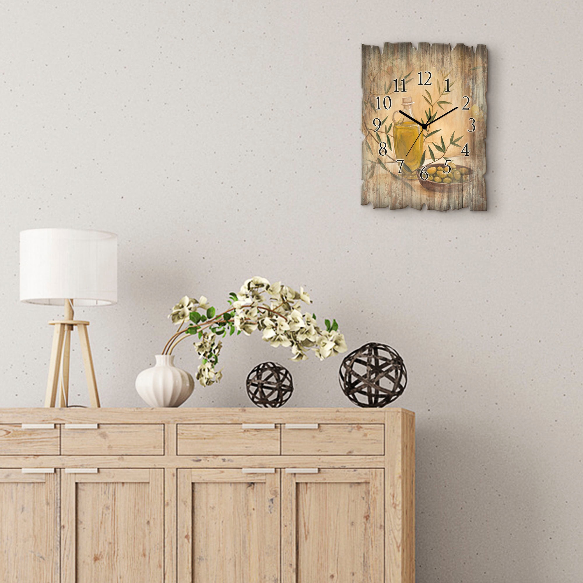 Artland Wanduhr »Oliven und Zitronen« wahlweise mit Quarz- oder Funkuhrwerk, lautlos ohne Tickgeräusche