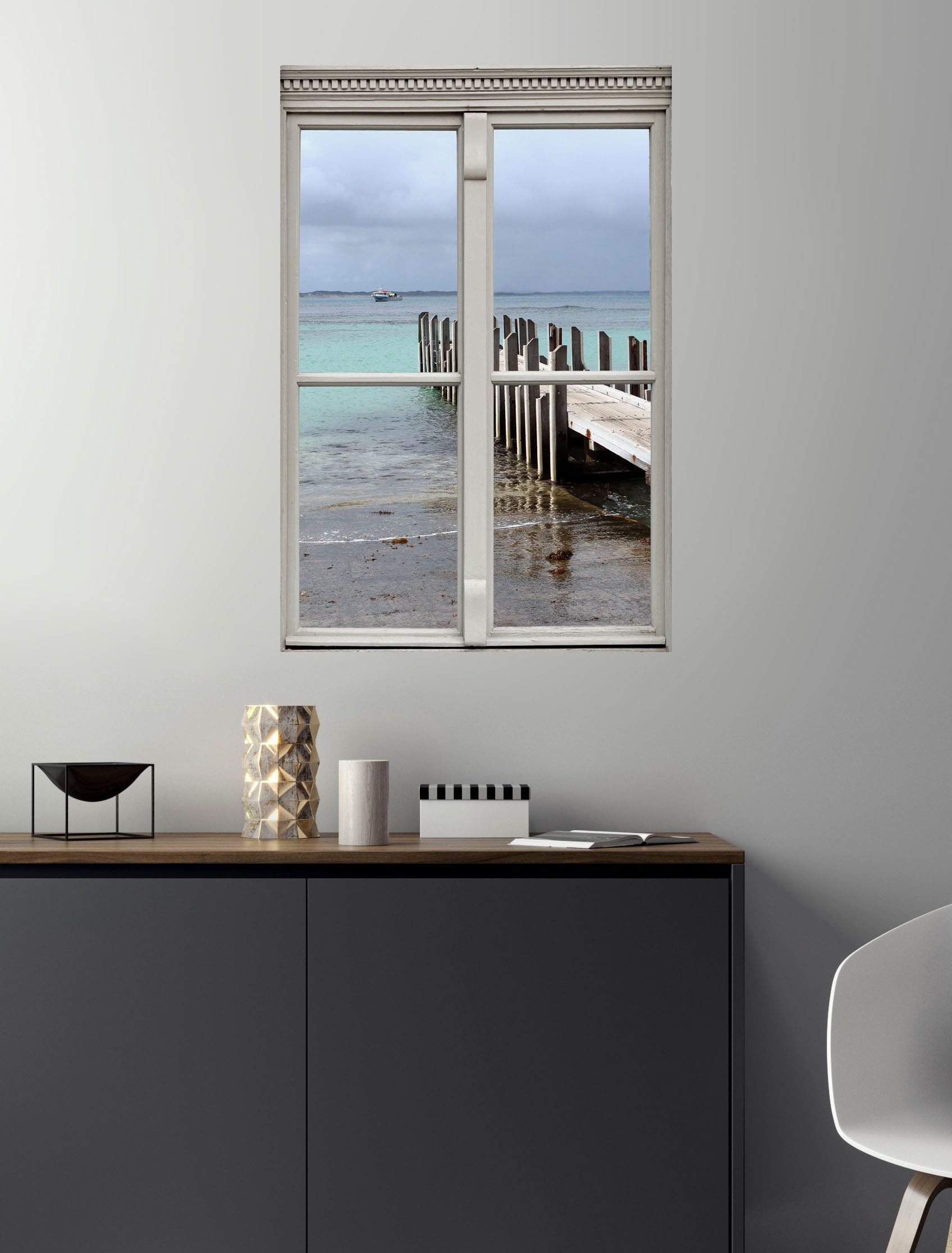 queence Autocollants muraux »Steg« Wandsticker, Wandbild, selbstklebend, 3D, Fenster