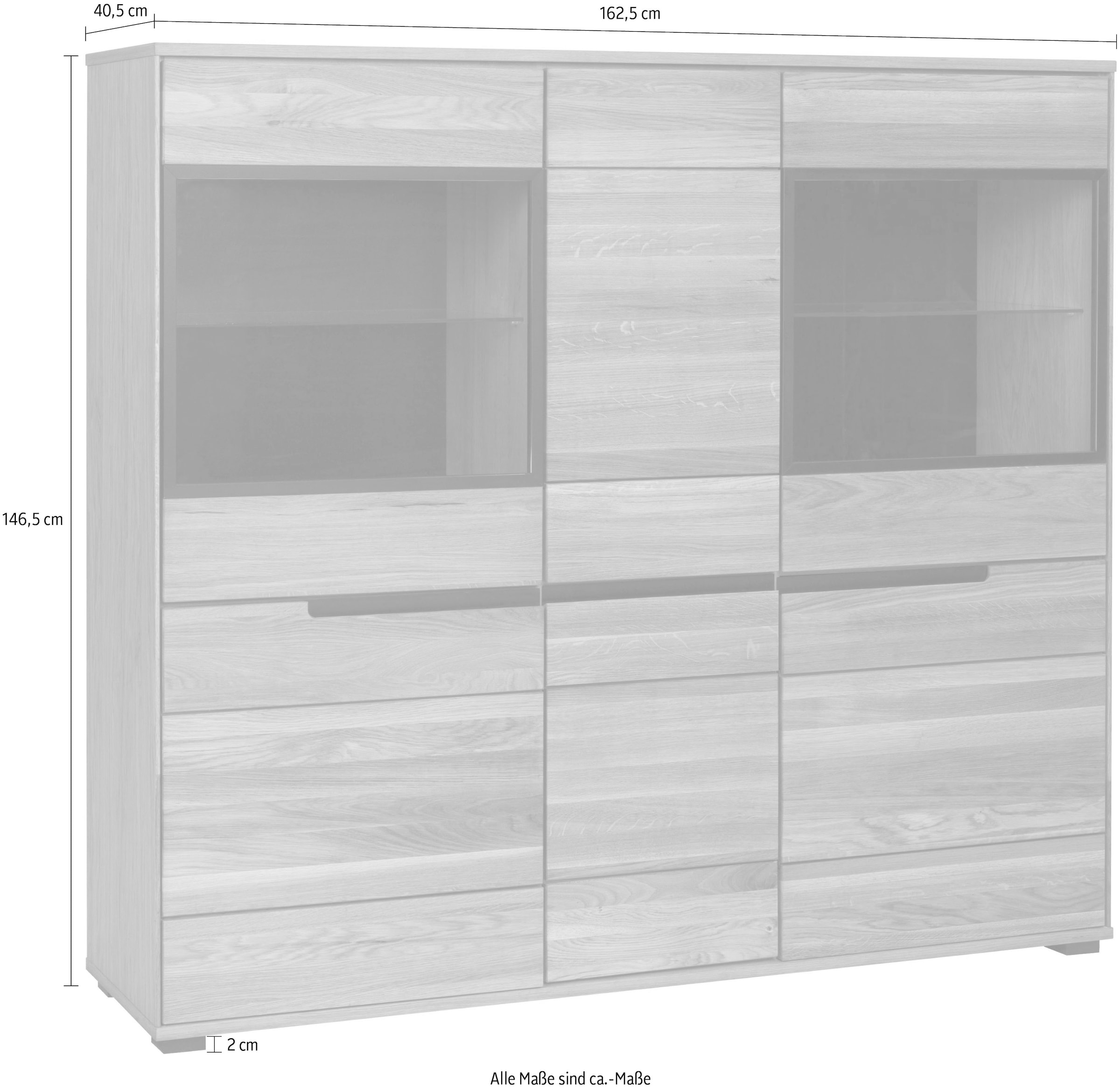 Home affaire Buffet haut Aluglastüren in Schwarz, Türen mit dampfer, dunklen Innenrückseite