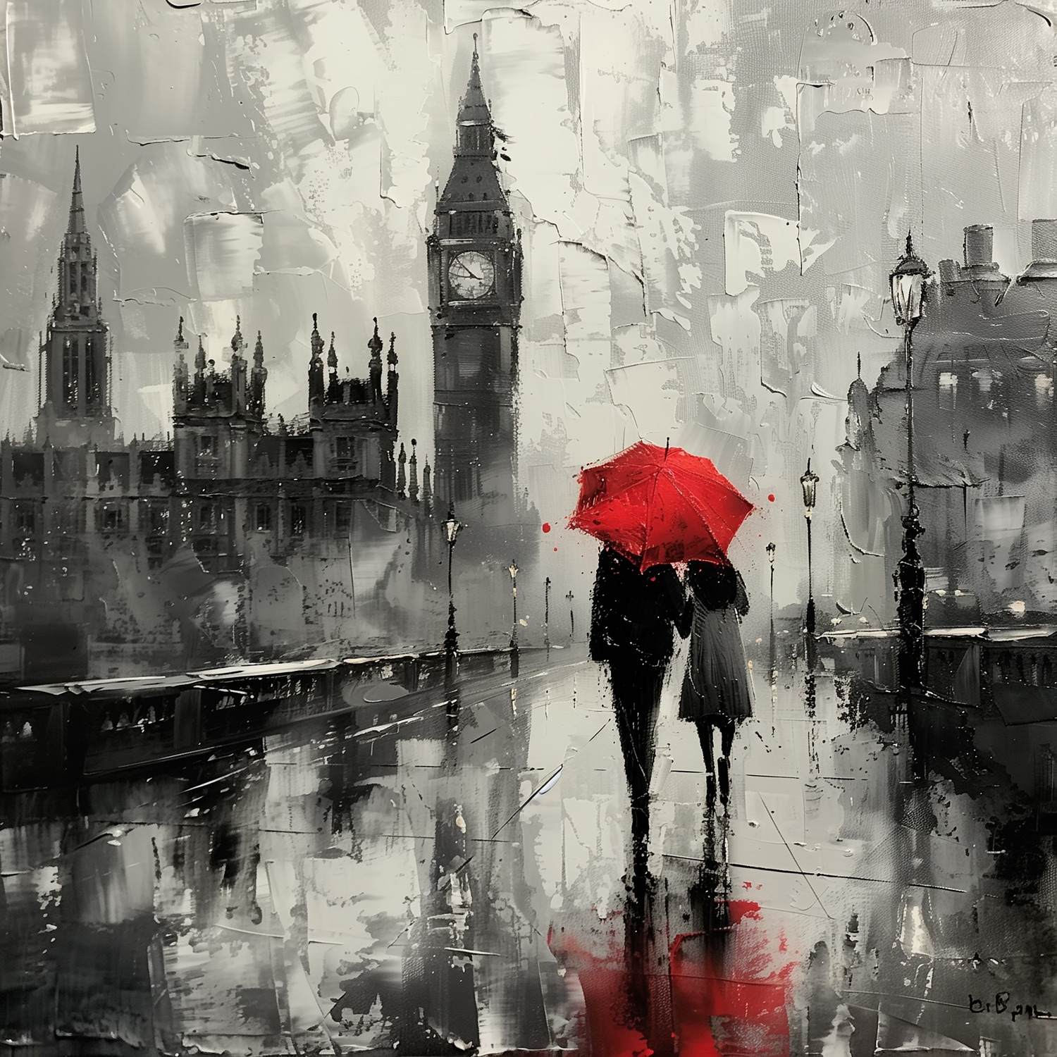 queence Tableau sur toile »Big Ben bei Regen«