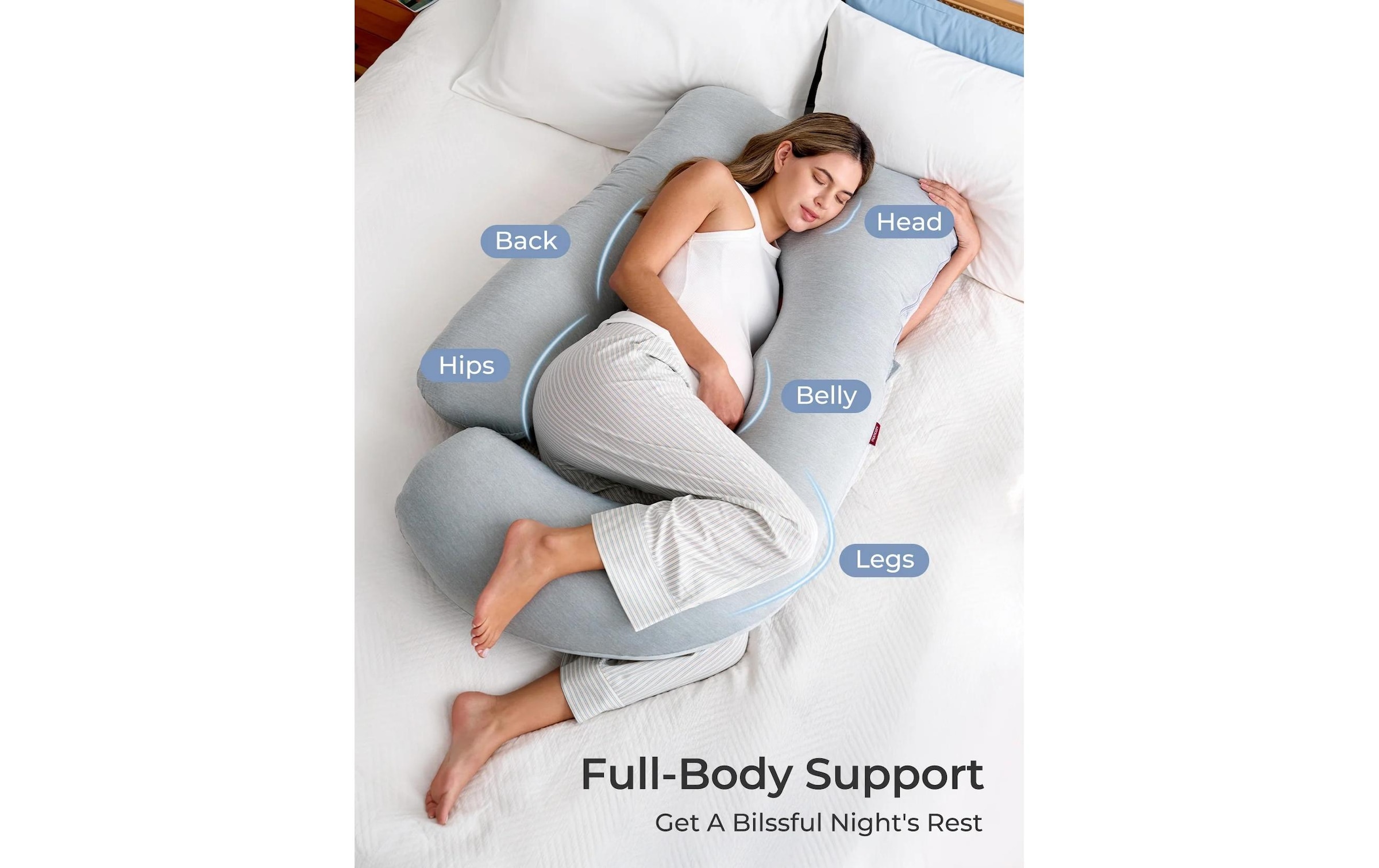 Momcozy Coussin d'allaitement »Schwangerschaftskissen mit kühlendem Stoff 148 x 78 cm«