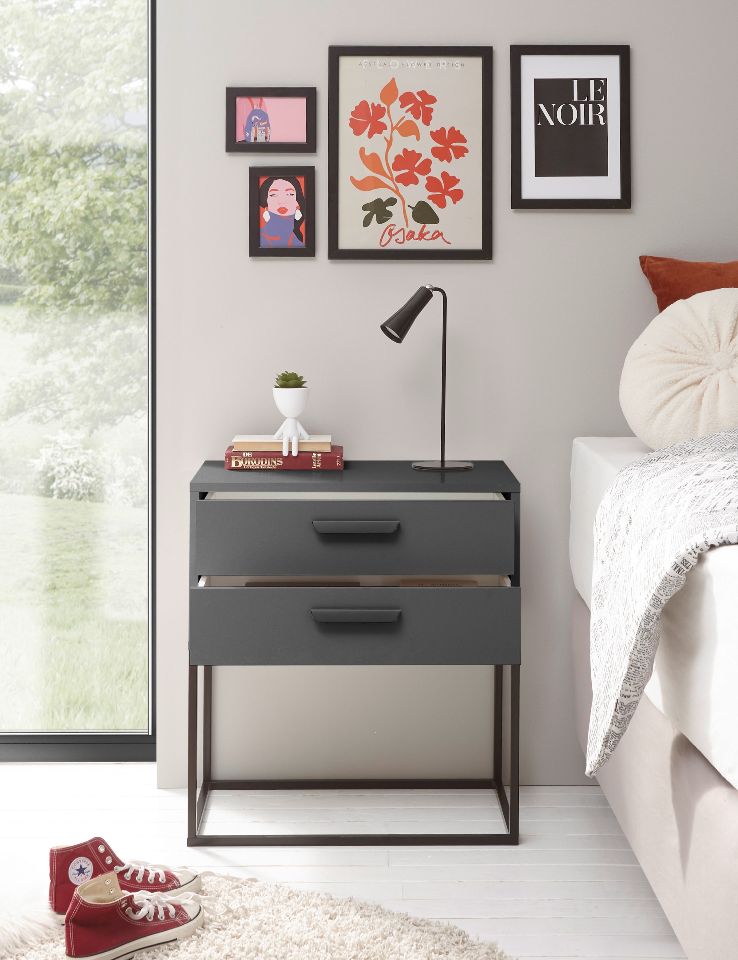 Schlafkontor »Suna Kommode, Nachttisch, Nachtschrank« auf Metallgestell