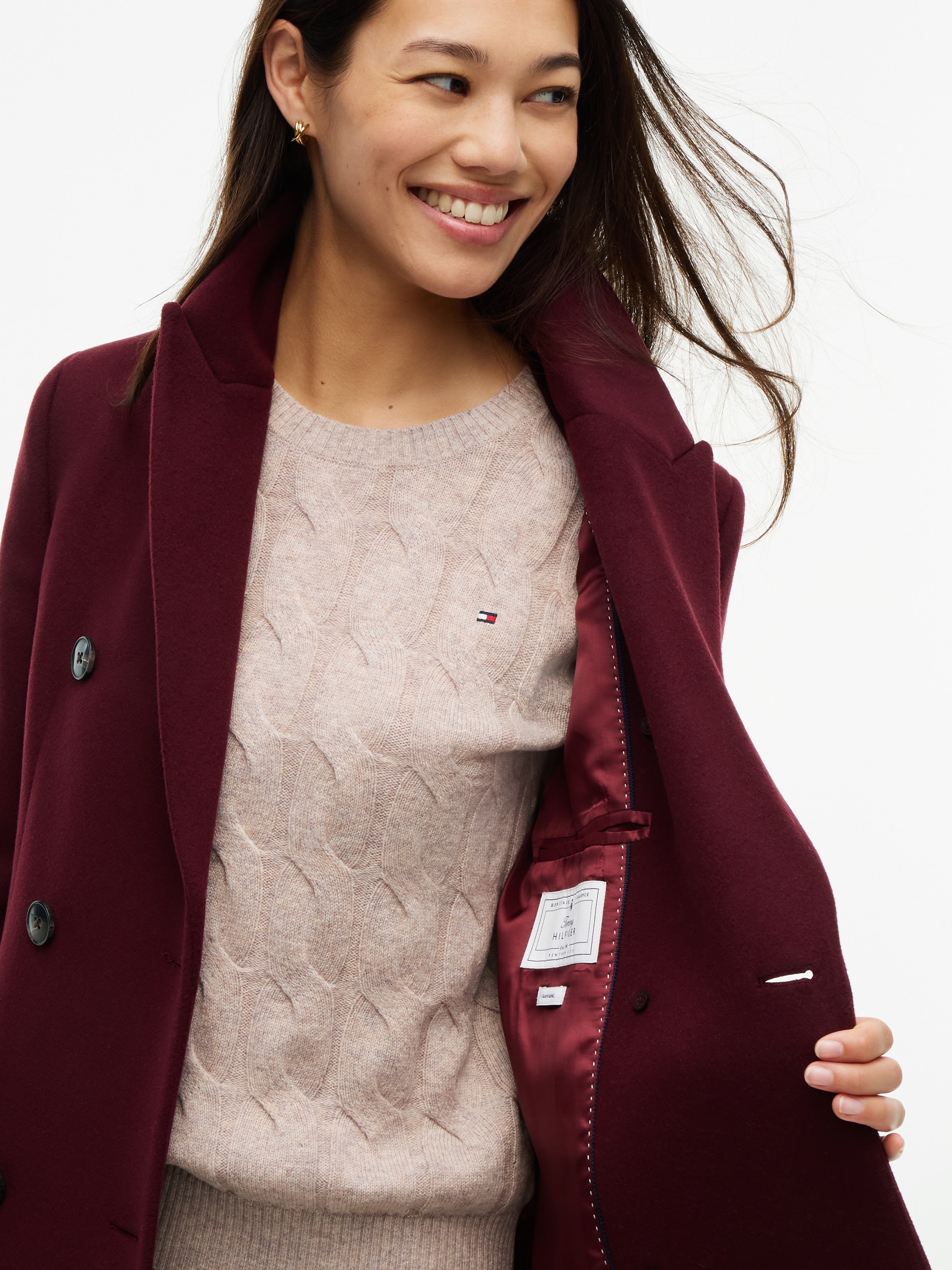 Tommy Hilfiger Langmantel »WOOL CLASSIC DB LONG COAT« Materialmix, mit Wolle