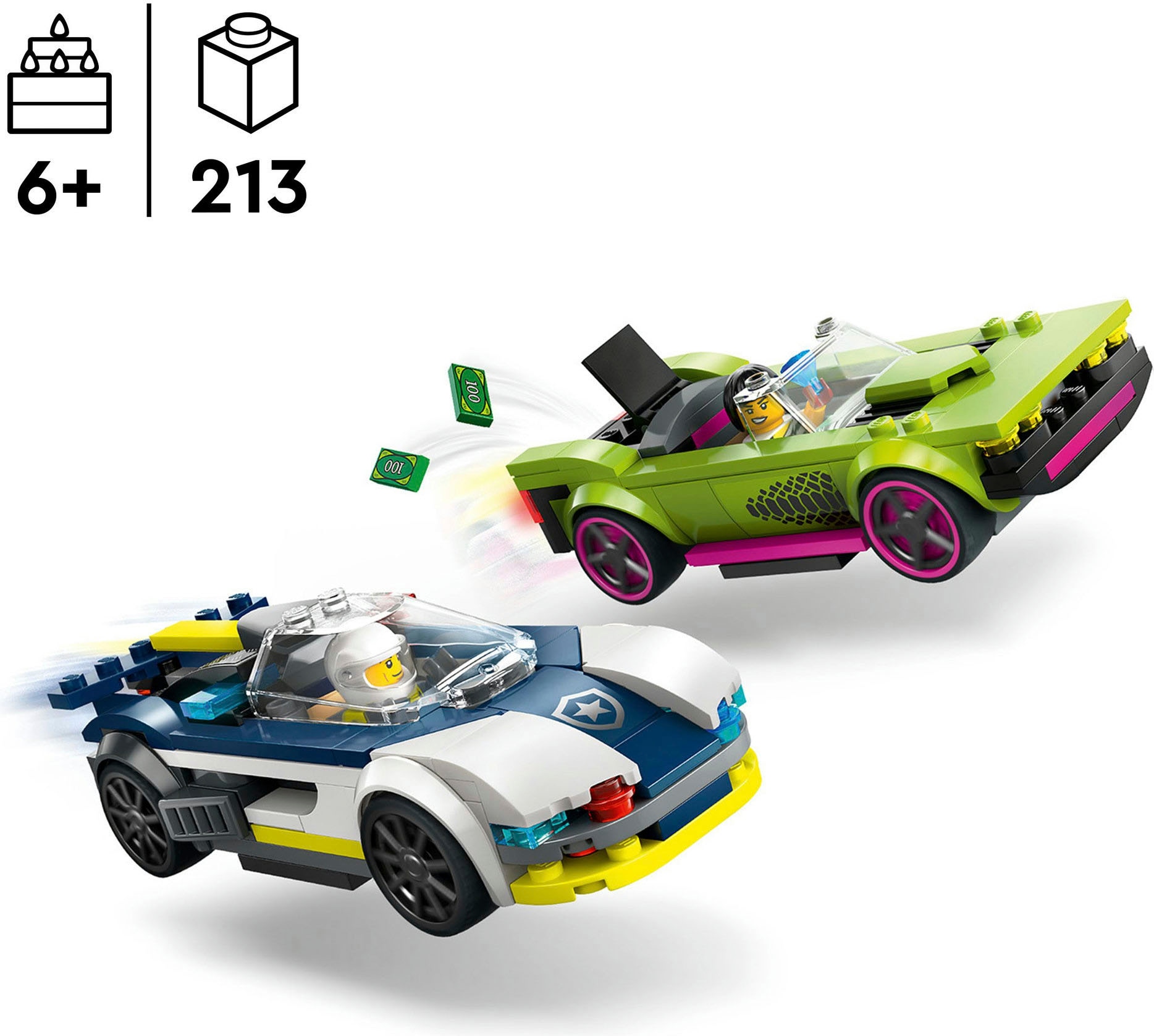 LEGO® Pions de construction »Verfolgungsjagd mit Polizeiauto und Muscle Car (60415), LEGO City« Made in Europe