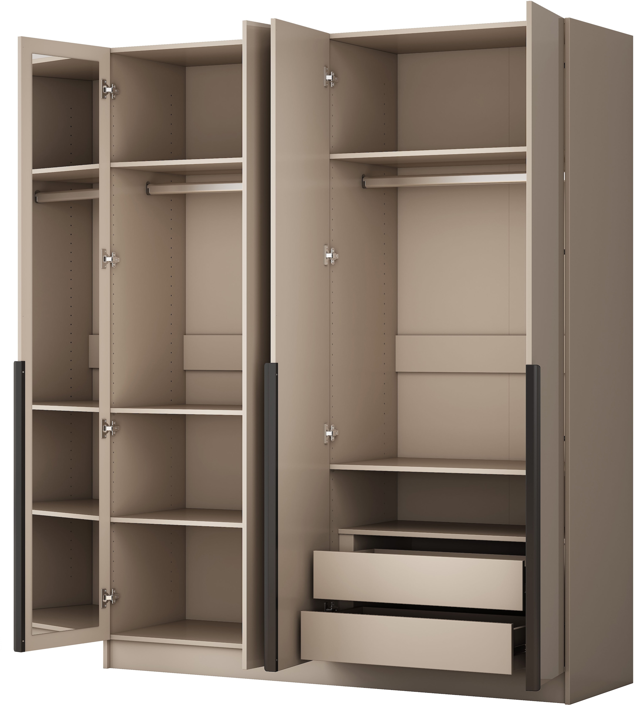 GOODproduct Kleiderschrank »Annor Schlafzimmerschrank Breite 162cm hochglanz Schrank Garderobe« Drehtürenschrank mit perfekter Innenausstattung - elegante Türgriffe