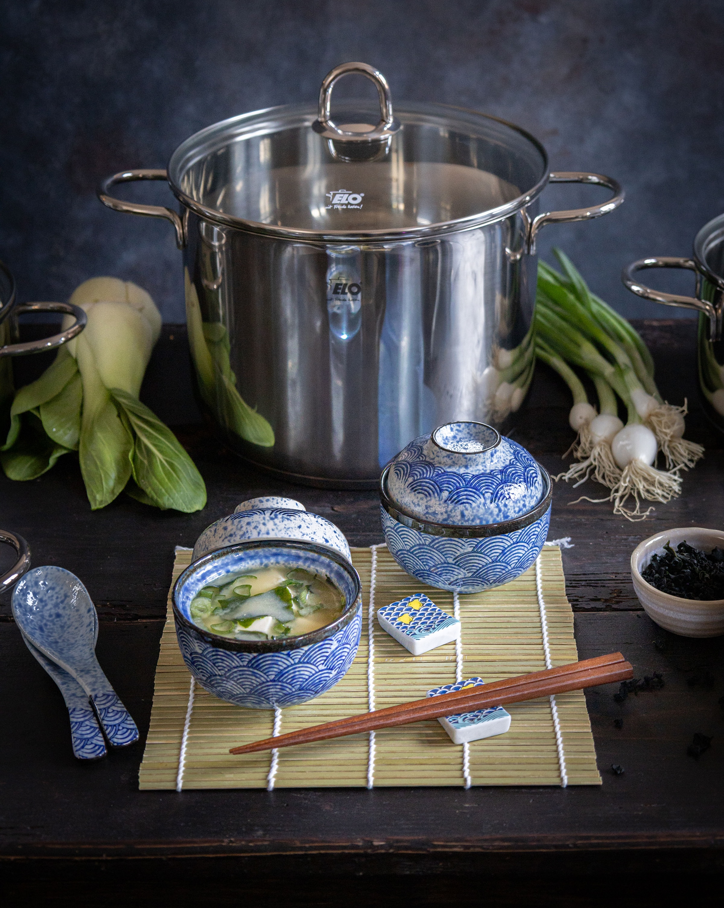 Elo Set de casseroles »Rubin« Ensemble, Bratentopf 20cm, Fleischtopf 16/20cm, Kasserolle 16cm, Gemüsetopf24 cm, 9 cuis tlg. Acier inoxydable 18/10