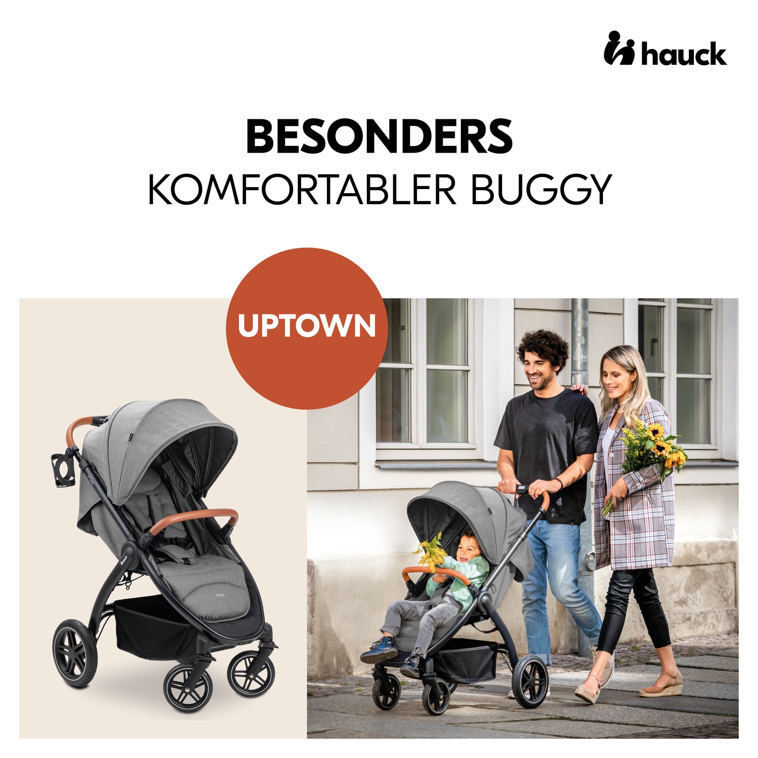 Hauck Poussette pour enfants »Uptown, Black Melange Grey« 22 kilos bis 22 kg belastbar