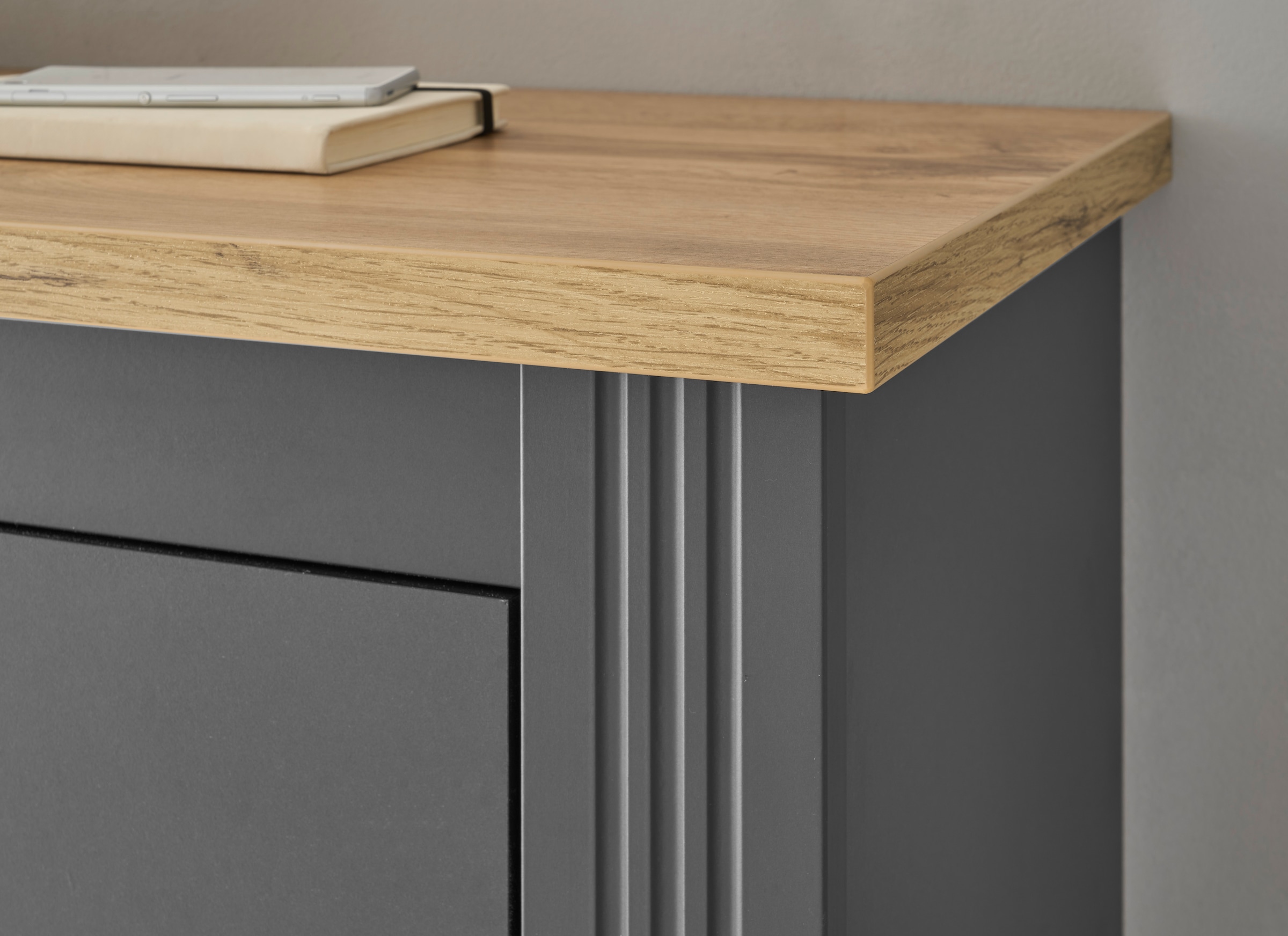 GOODproduct Ensemble de meubles de bureau »Westminster, wohnliches Home-Office, Büro in zwei Farben verfügbar« Ensemble, 2 tlg. comprend secrétaire et armoire de rangement style campagne, avec goulotte pour câbles