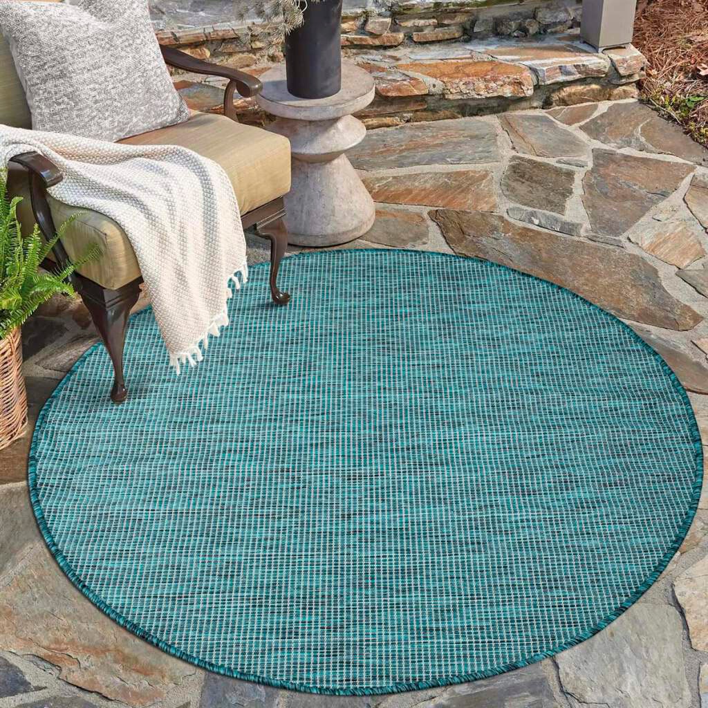 Carpet City Outdoorteppich »PALM2778« rund 5 mm Höhe Wetterfest & UV-beständig, für Balkon, Terrasse, Küche, flach gewebt