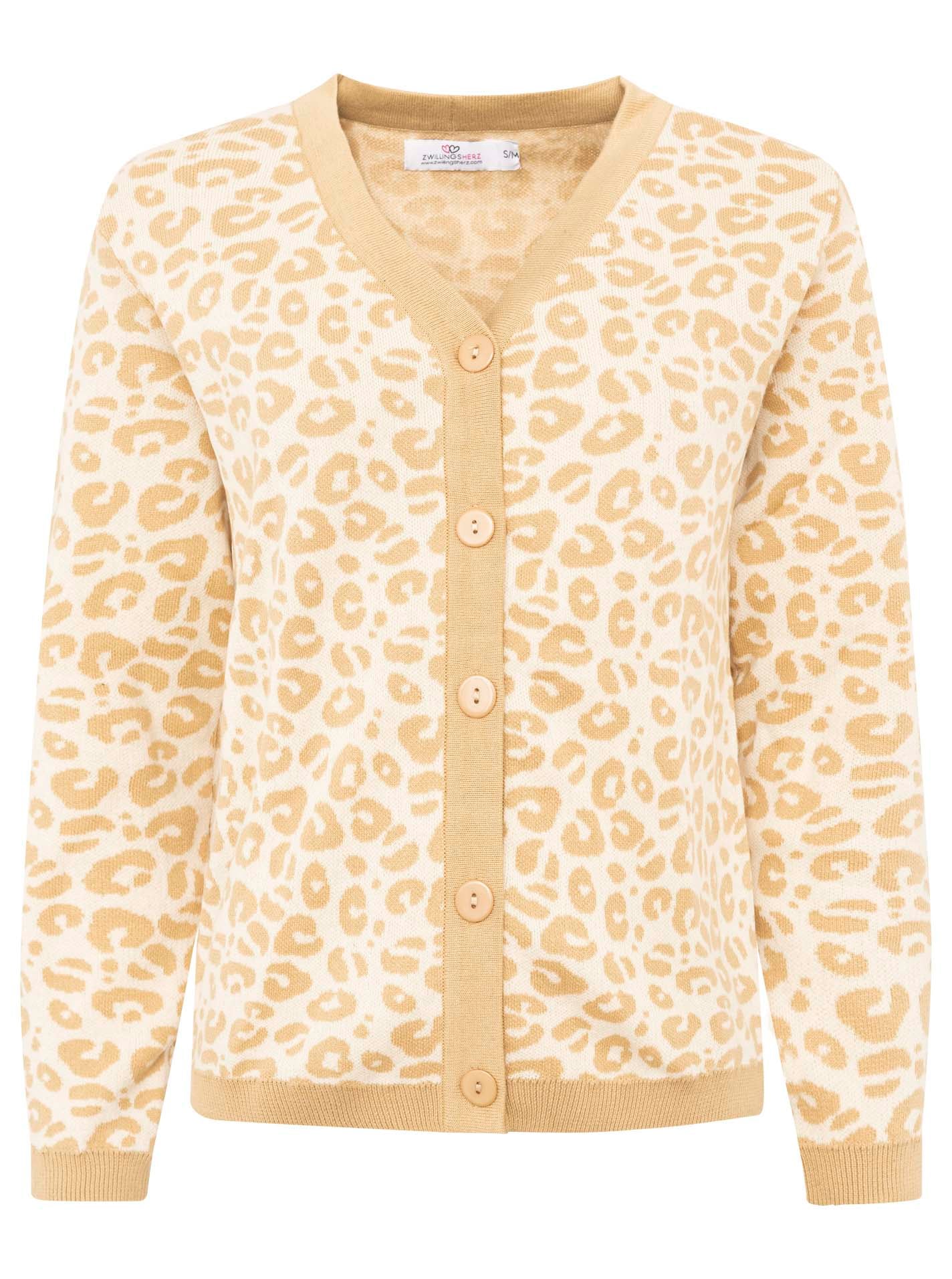 Zwillingsherz Strickjacke »"Gestrickter-Leo"« mit Knöpfen, mit Leomuster aus reiner Baumwolle