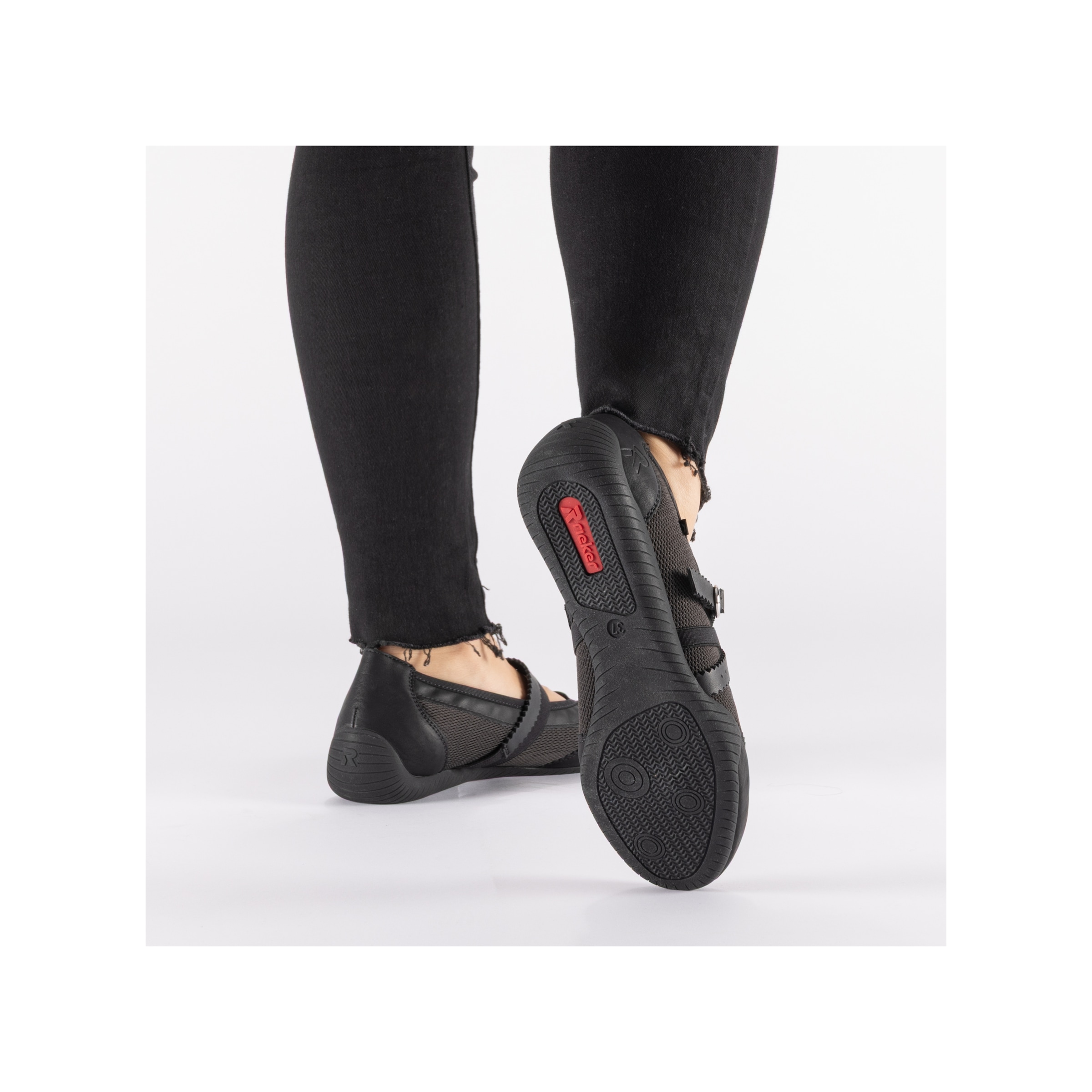 Rieker Ballerines à lanières  chaussure à enfiler, ballerines, mocassins avec insert en mesh